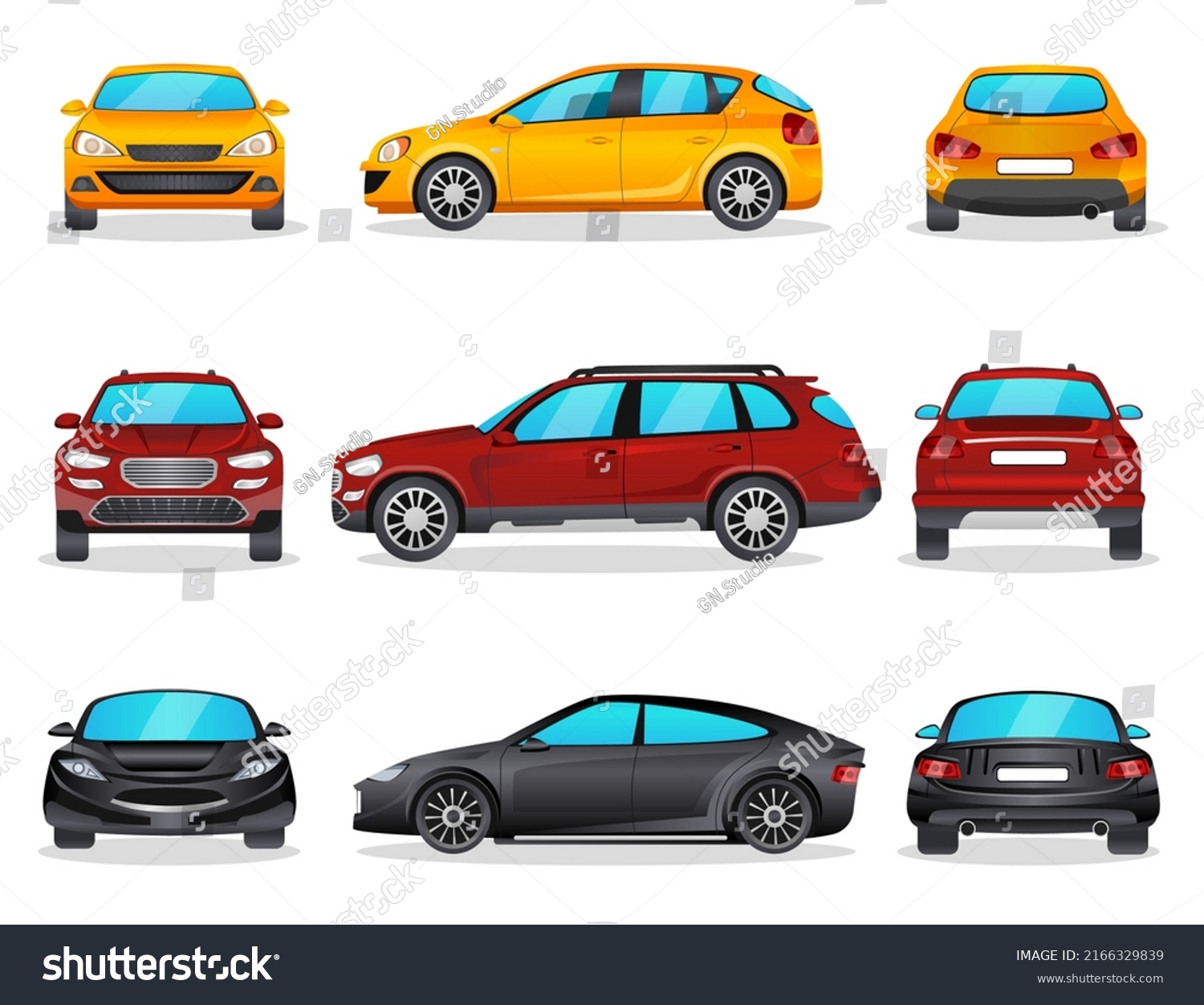 Cars Isolated Set On White Background Stock Vector (Royalty Free ...