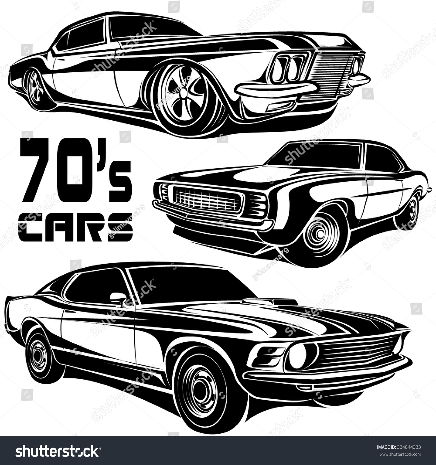 SVG of Cars muscle 70s vector set svg