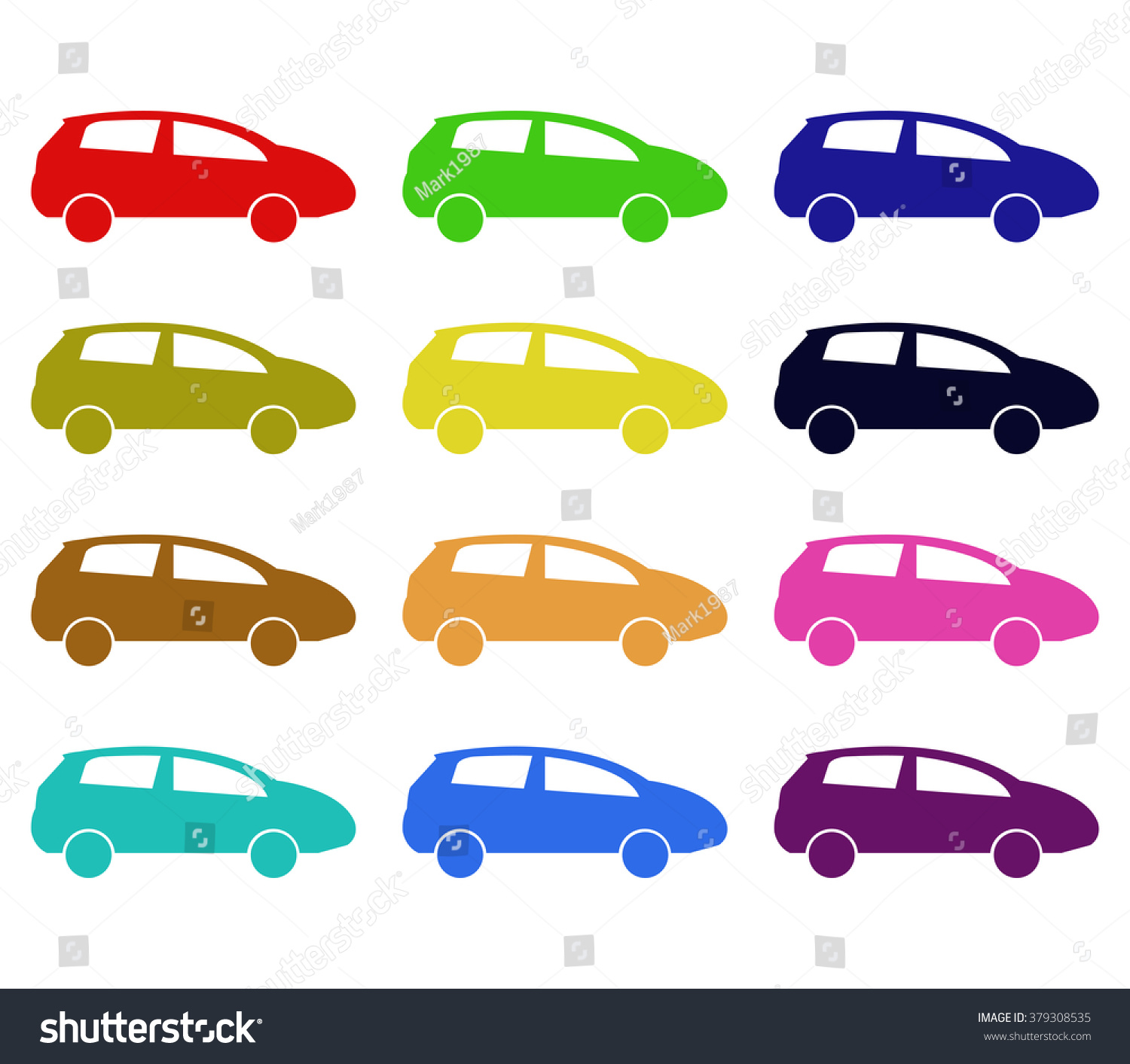 Cars On White Background Stock Vector 379308535 - Shutterstock