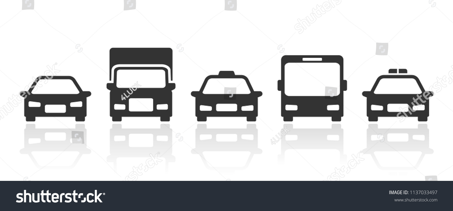 SVG of Cars transportation icons silhouette with reflection in front view svg