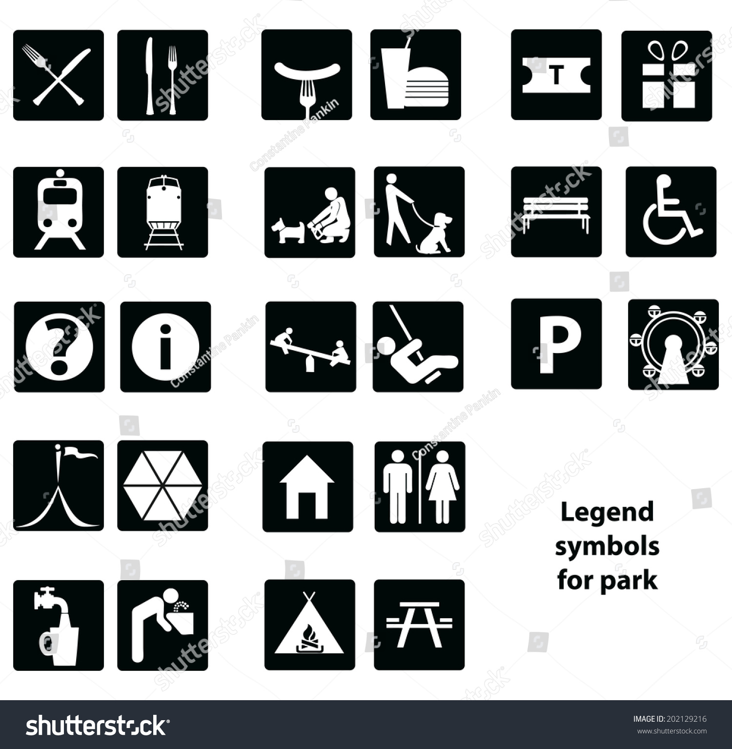 Cartographic Symbols Park Vector Illustration Stock Vector (Royalty ...