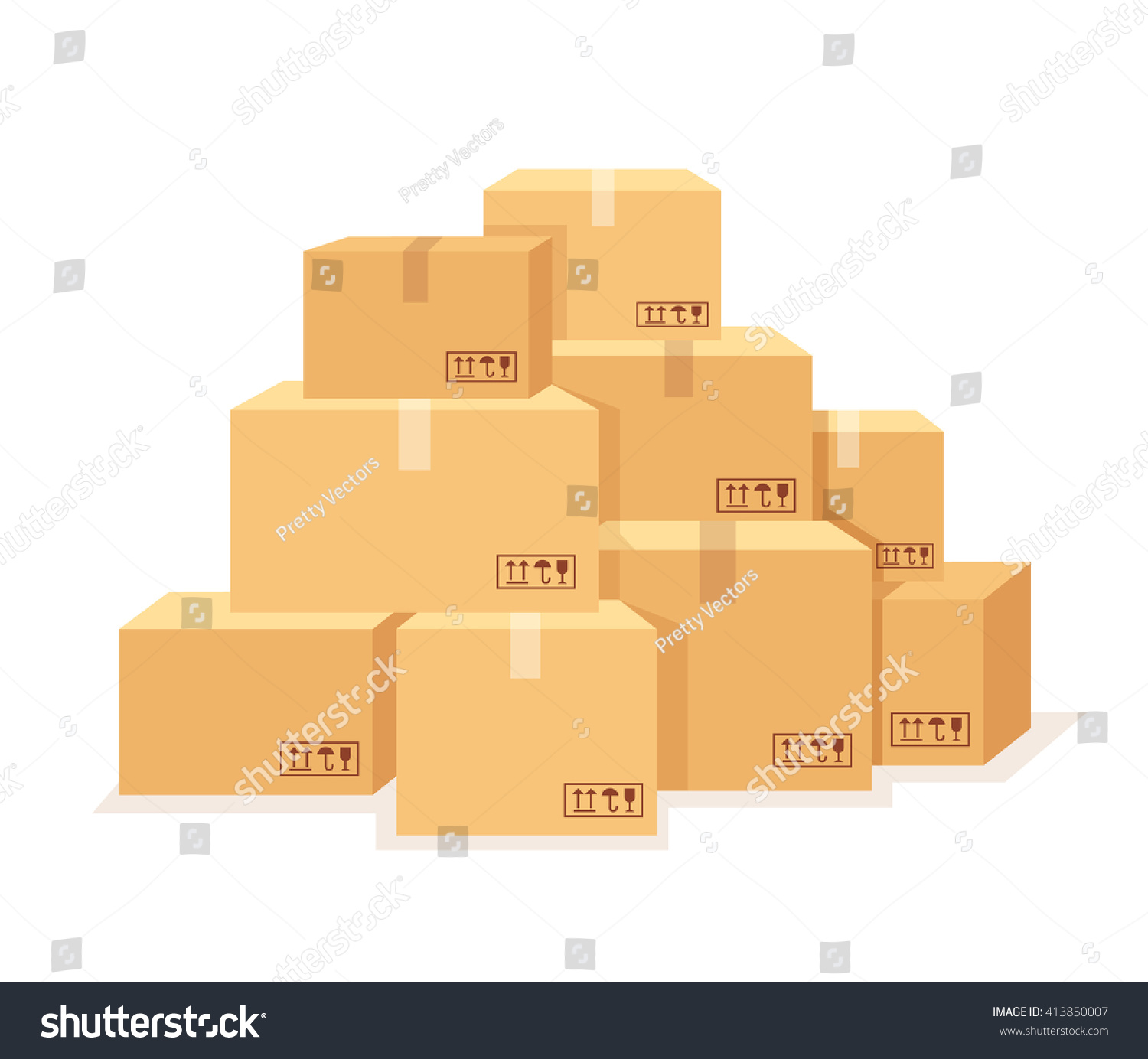 Carton Boxes Set Vector Flat Cartoon Stock Vector (Royalty Free