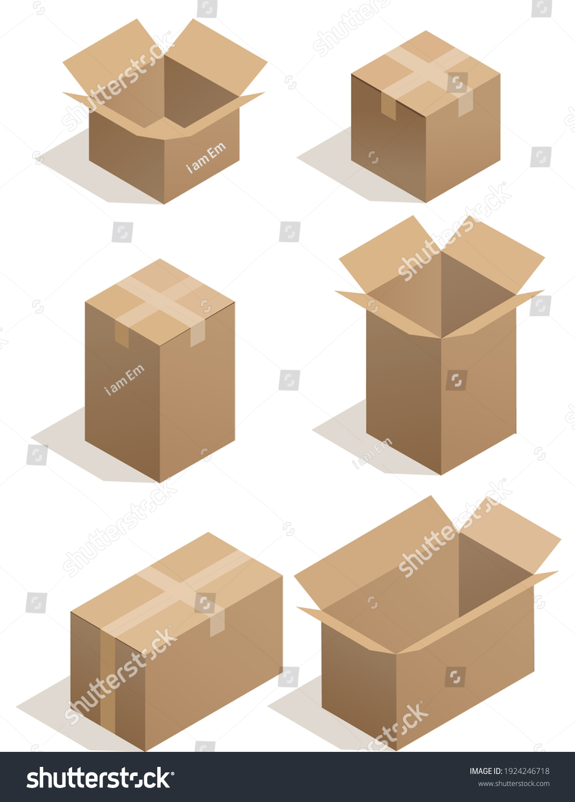 Download Carton Delivery Packaging Open Closed Box Stock Vector Royalty Free 1924246718