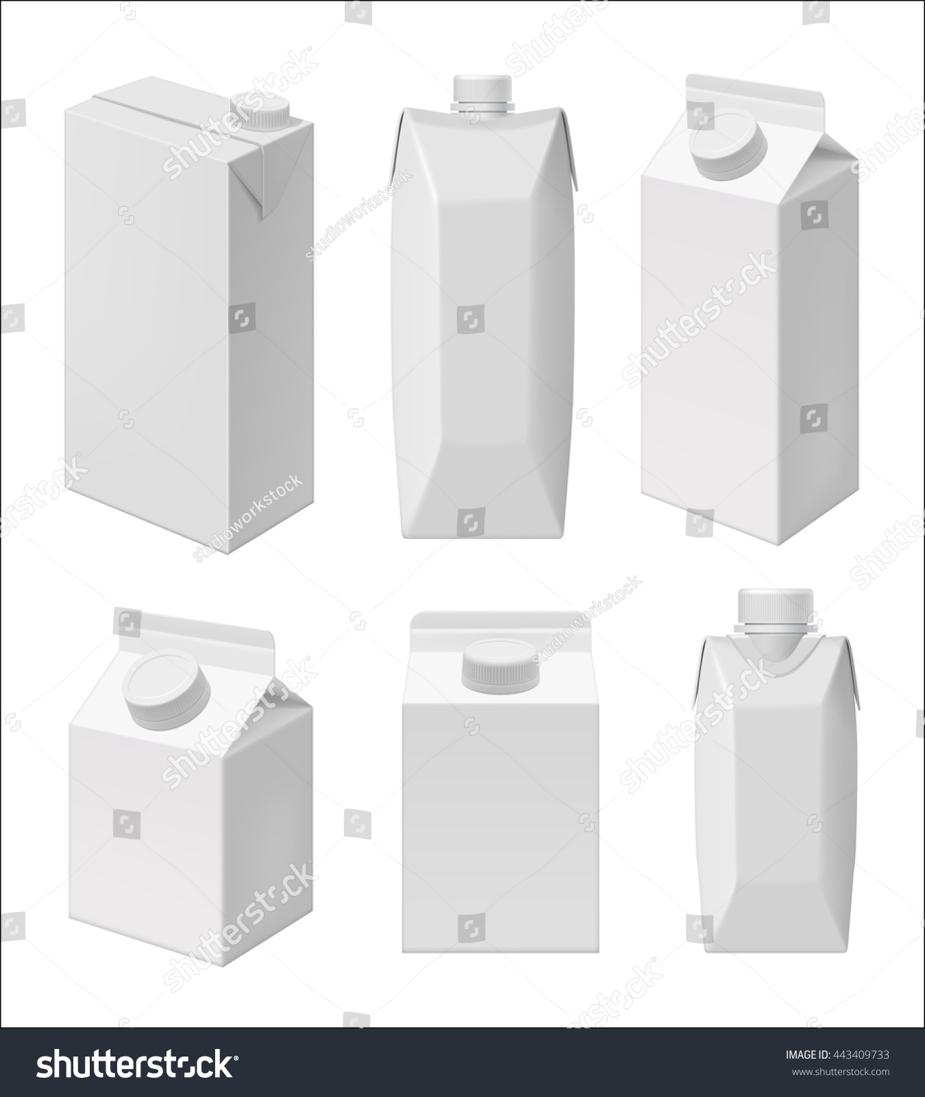 SVG of Carton milk or juice pack template. Blank packaging isolated on white background. Mock up layout design. Drink carton packaging vector isolated. Juice or milk packaging layout. Milk carton box. svg