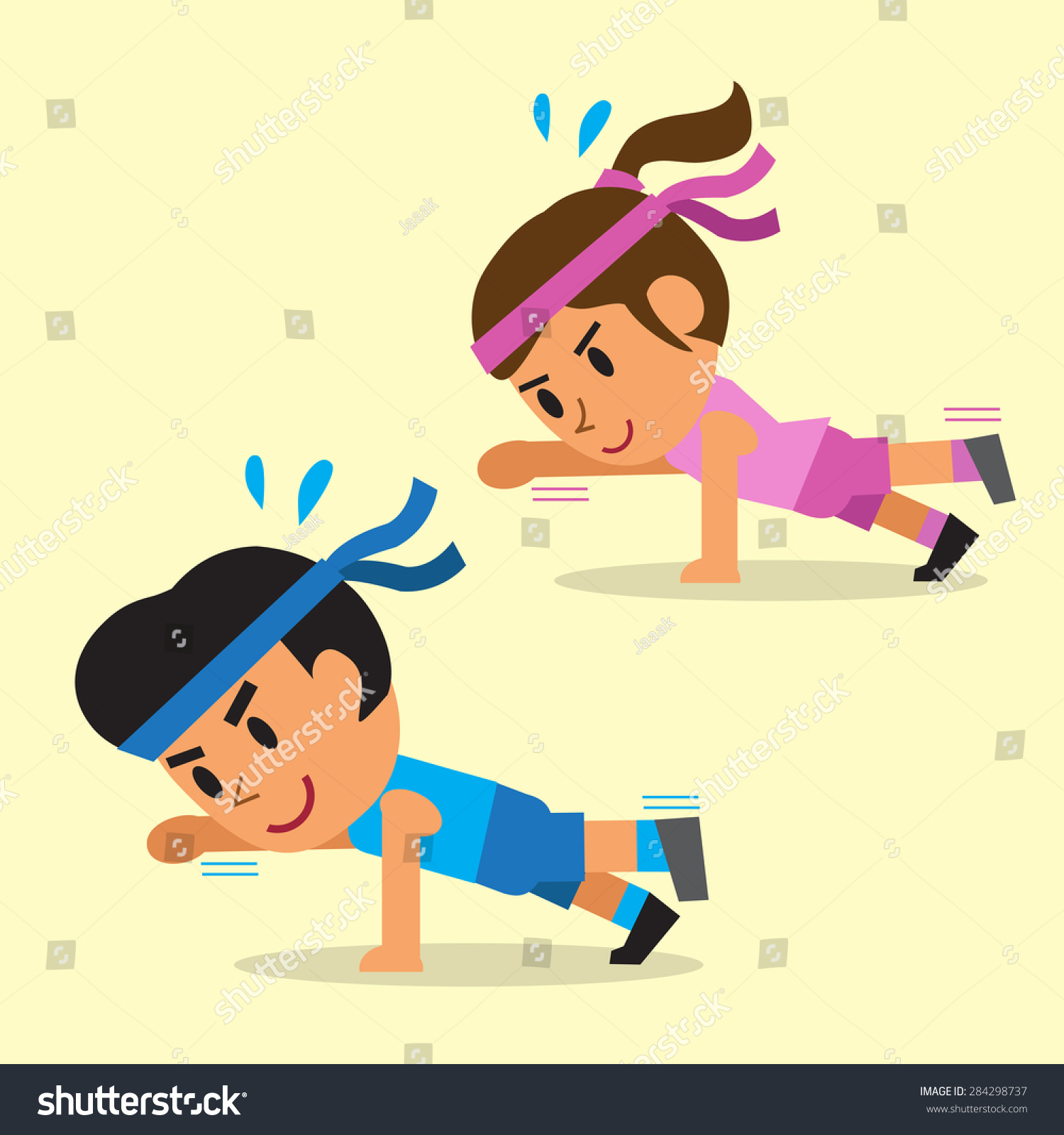 Cartoon Man Woman Doing Alternate Arm Stock Vector 284298737 - Shutterstock