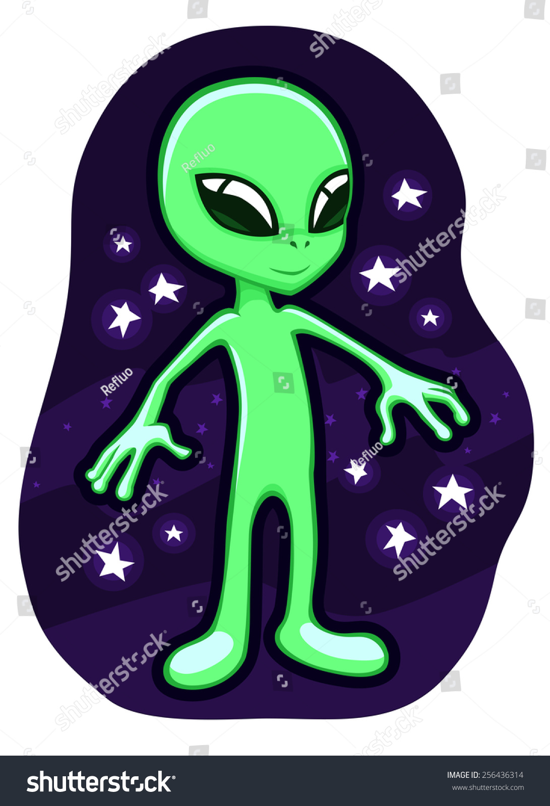 Cartoon Alien Flying Outer Space Stock Vector 256436314 - Shutterstock