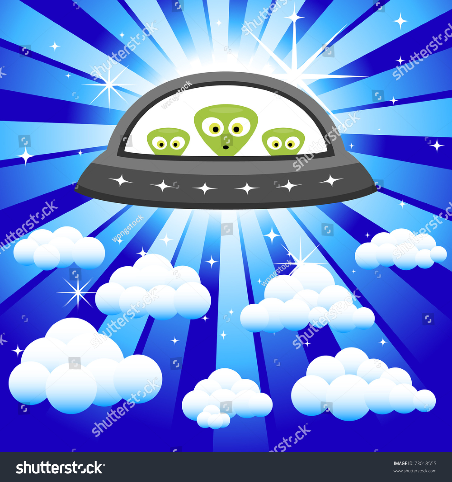 Cartoon Aliens Spaceship Stock Vector (Royalty Free) 73018555
