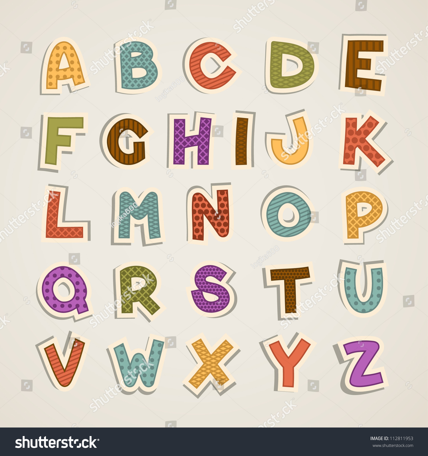 Cartoon Alphabet Stock Vector Illustration 112811953 : Shutterstock