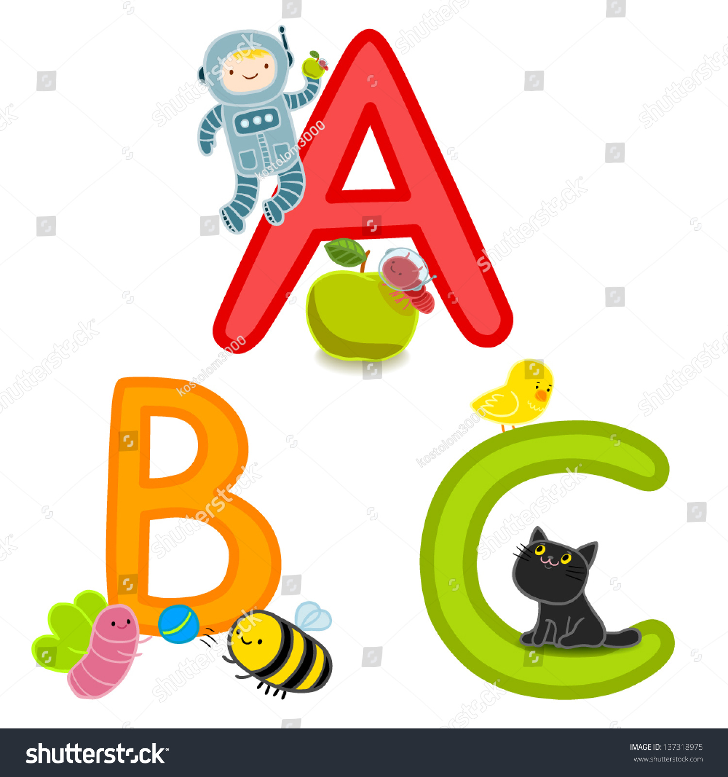 Cartoon Alphabet Kids Letters A B Stock Vector 137318975 - Shutterstock