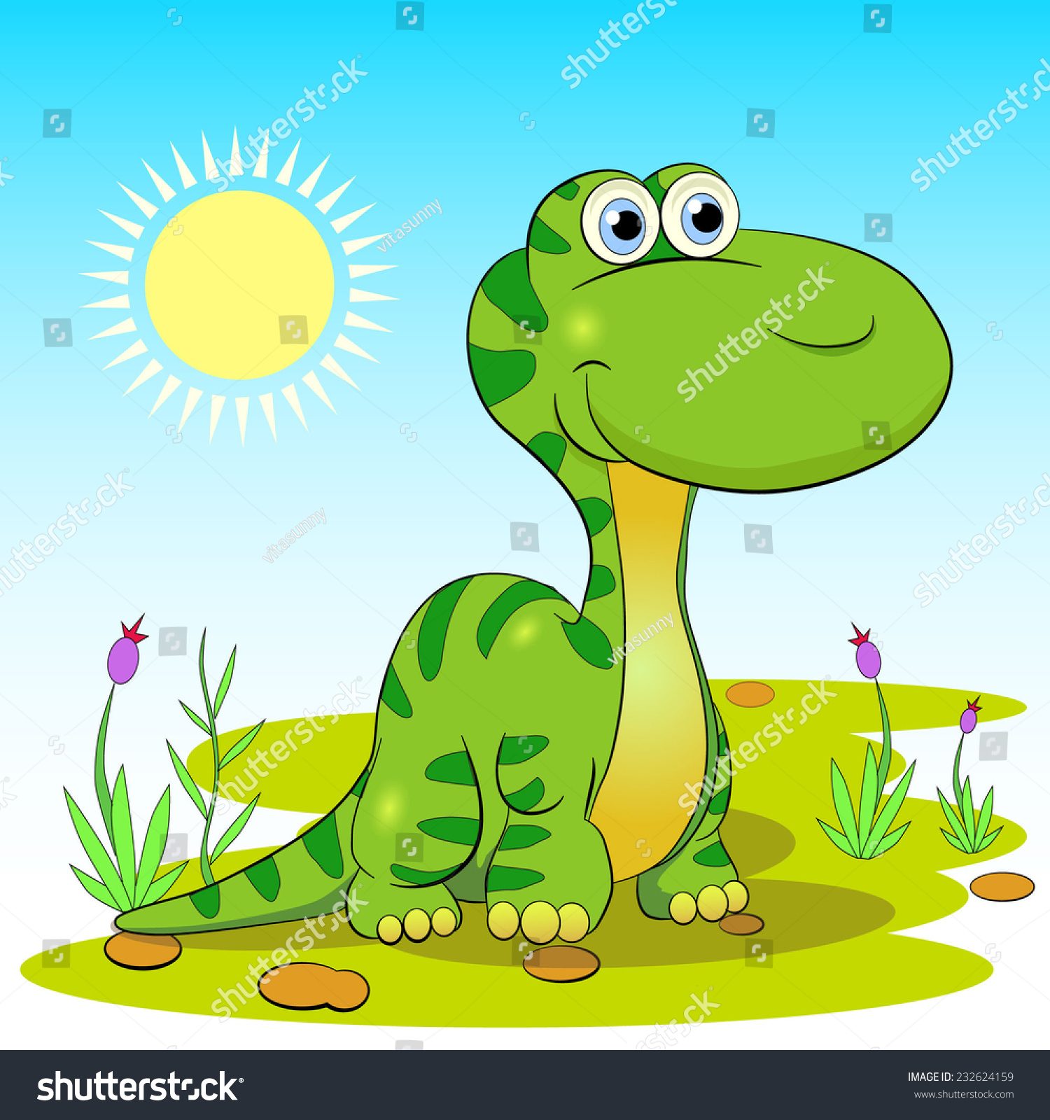 Cartoon Amusing Little Dinosaur. Stock Vector Illustration 232624159 ...