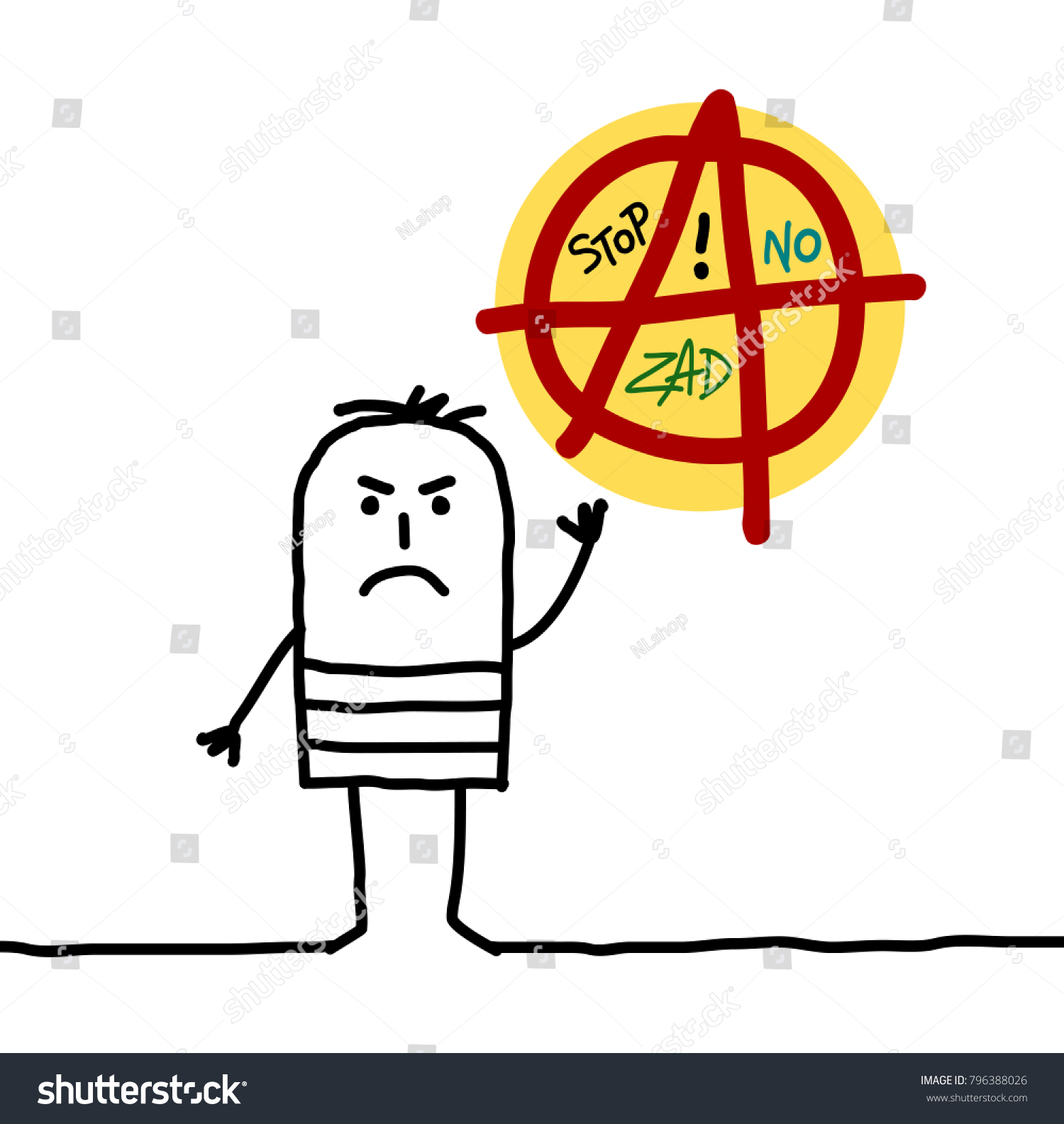Cartoon Anarchist Man Stock Vector (Royalty Free) 796388026 | Shutterstock