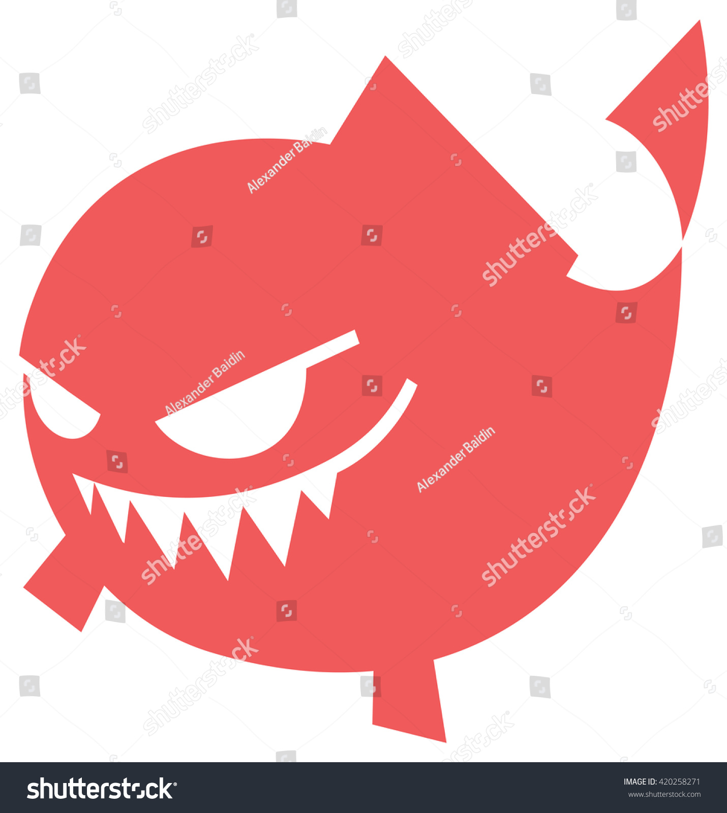 Cartoon Angry Fish Icon: vector de stock (libre de regalías) 420258271 ...