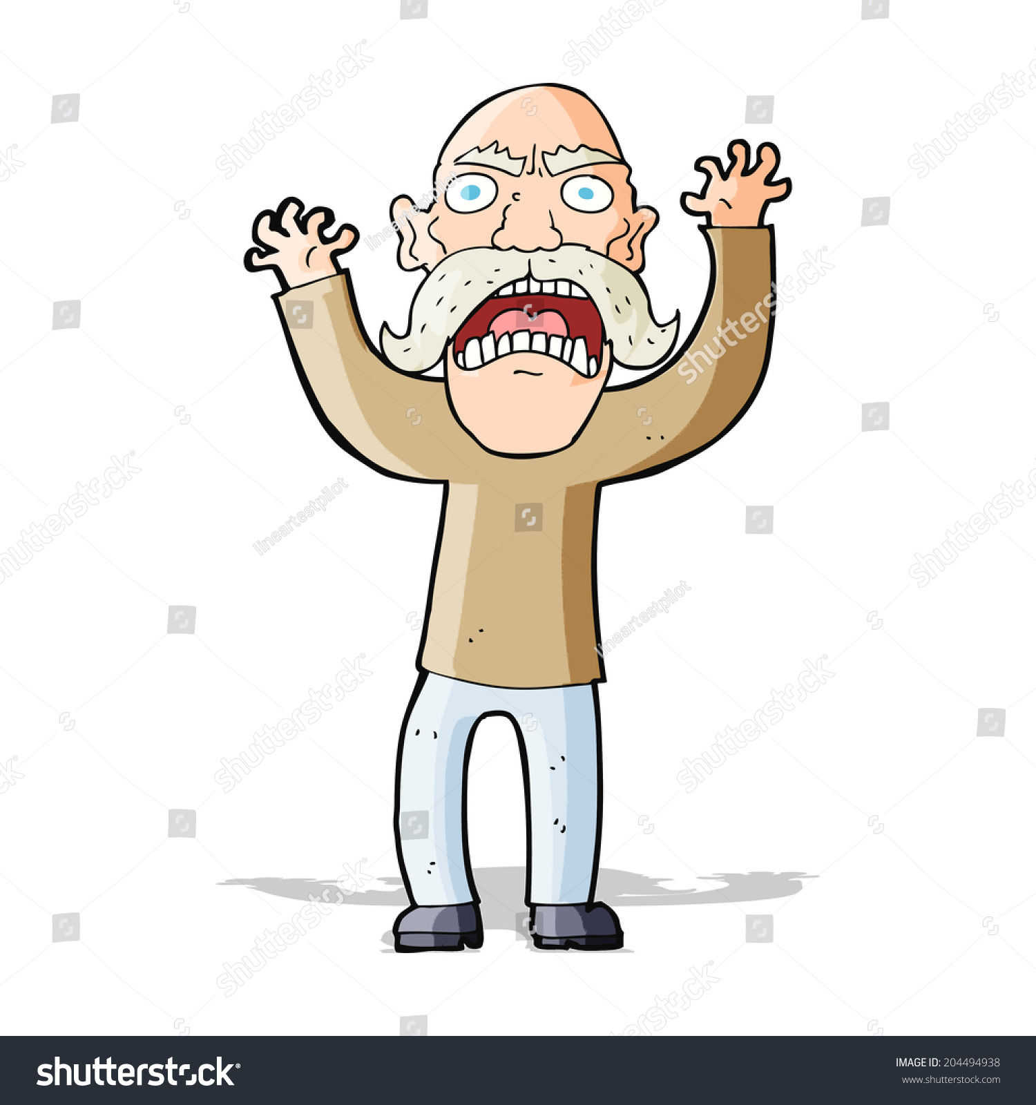 Cartoon Angry Old Man Stock Vector (Royalty Free) 204494938