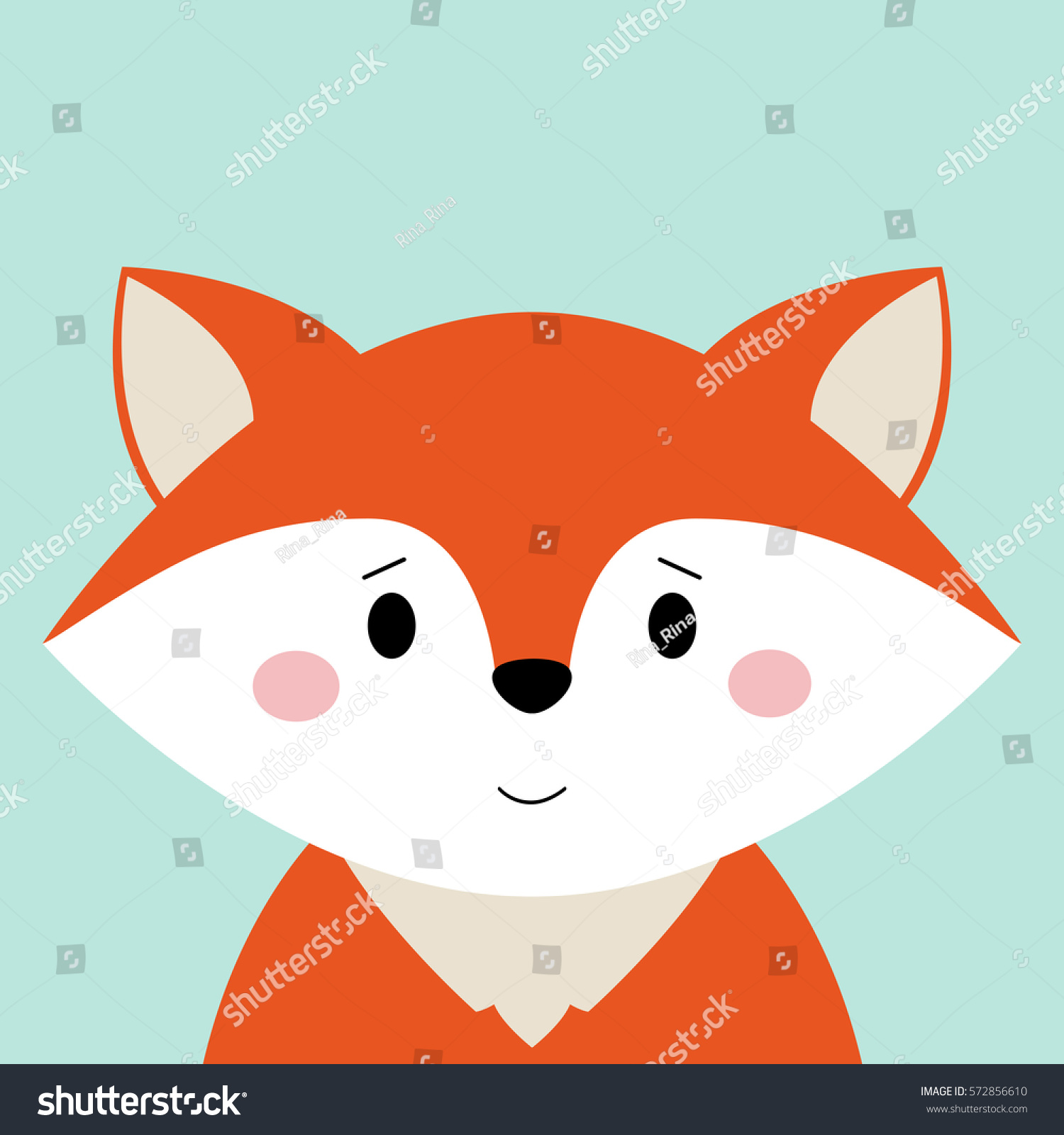  Cartoon  Animal Cute  Fox  On Blue Stock Vector 572856610 