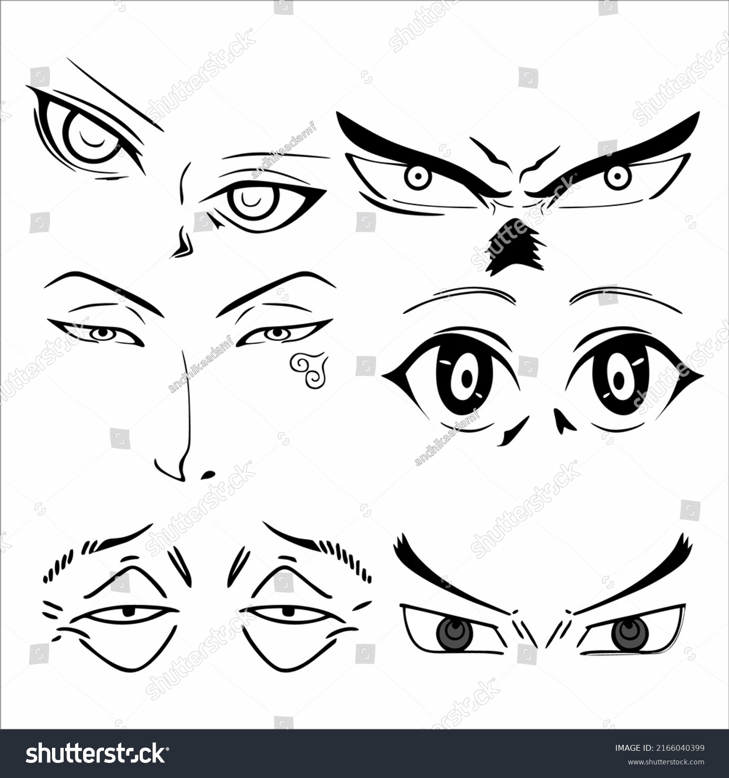 Cartoon Anime Eyes Vector Drawing Eyes Stock Vector (Royalty Free ...