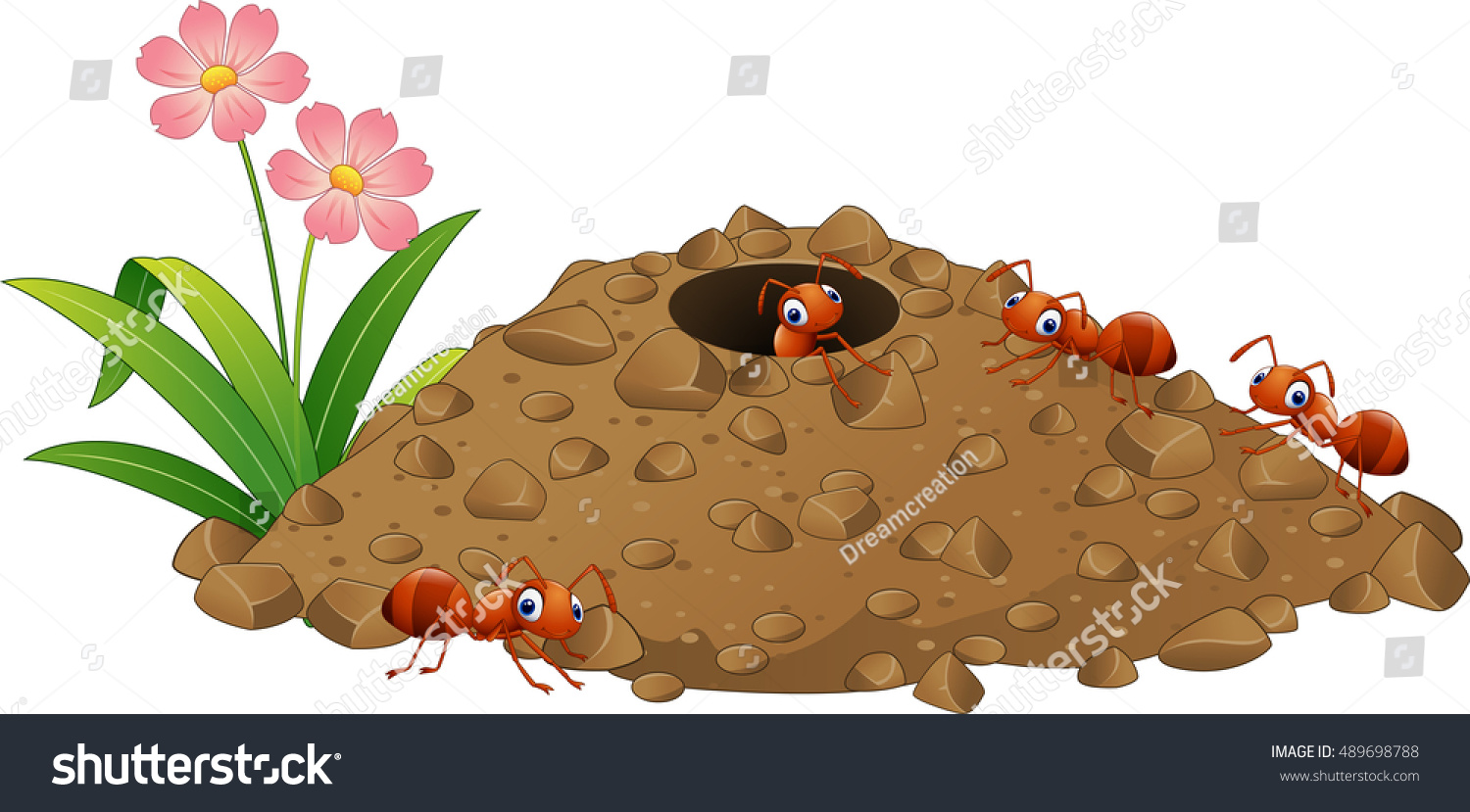 Cartoon Ants Colony And Ant Hill Stock Vector 489698788 : Shutterstock