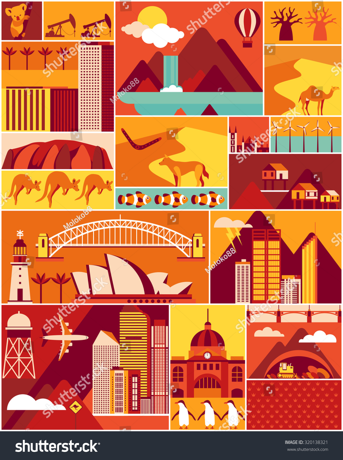 Cartoon Australian Pattern Stock Vector (Royalty Free) 320138321 ...