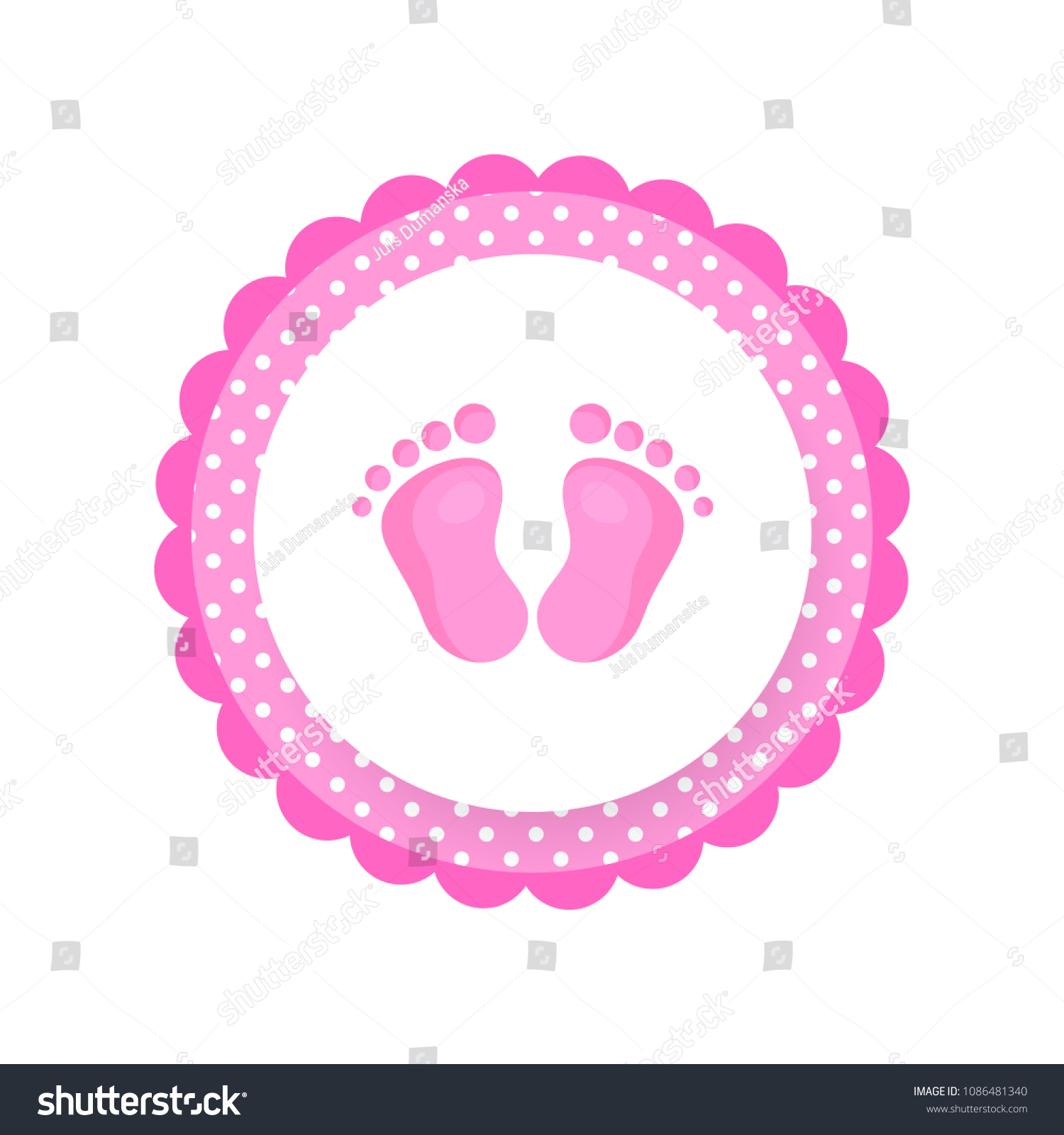 Cartoon Baby Footsteps Girls Footprint Baby Stock Vector Royalty