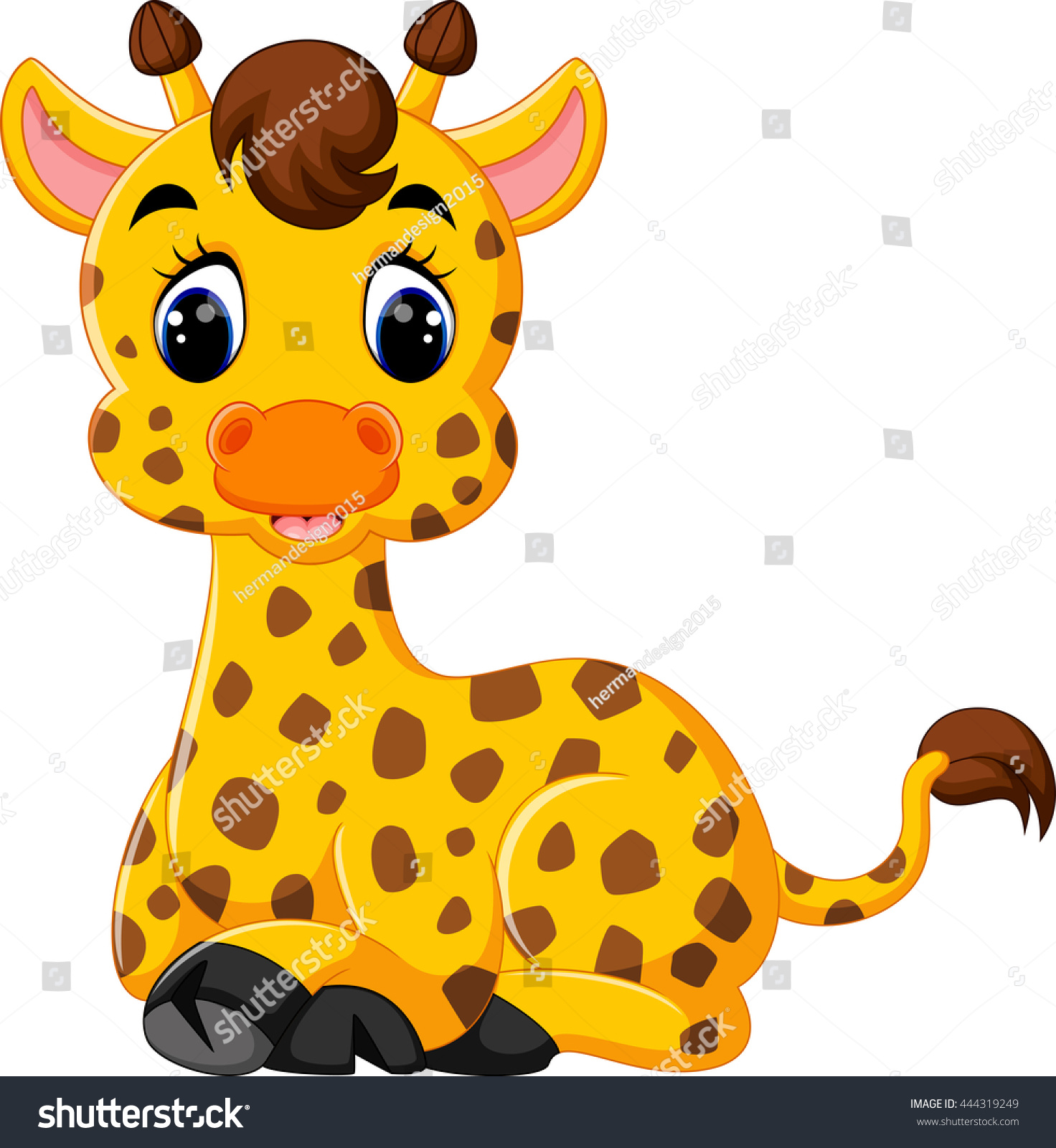 Download Cartoon Baby Giraffe Sitting Stock Vector 444319249 ...