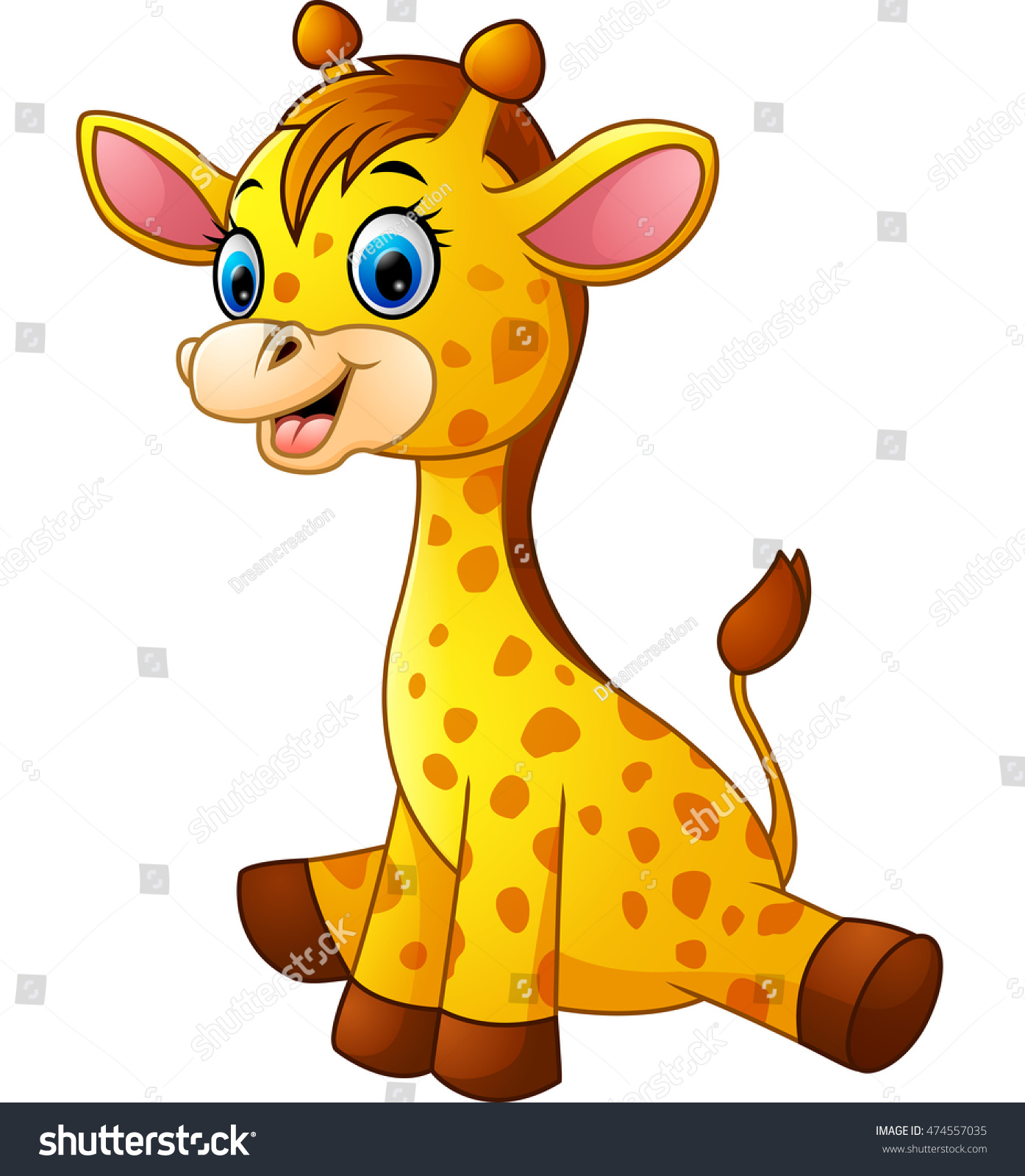 Cartoon Baby Giraffe Sitting Stock Vector Illustration 474557035 ...