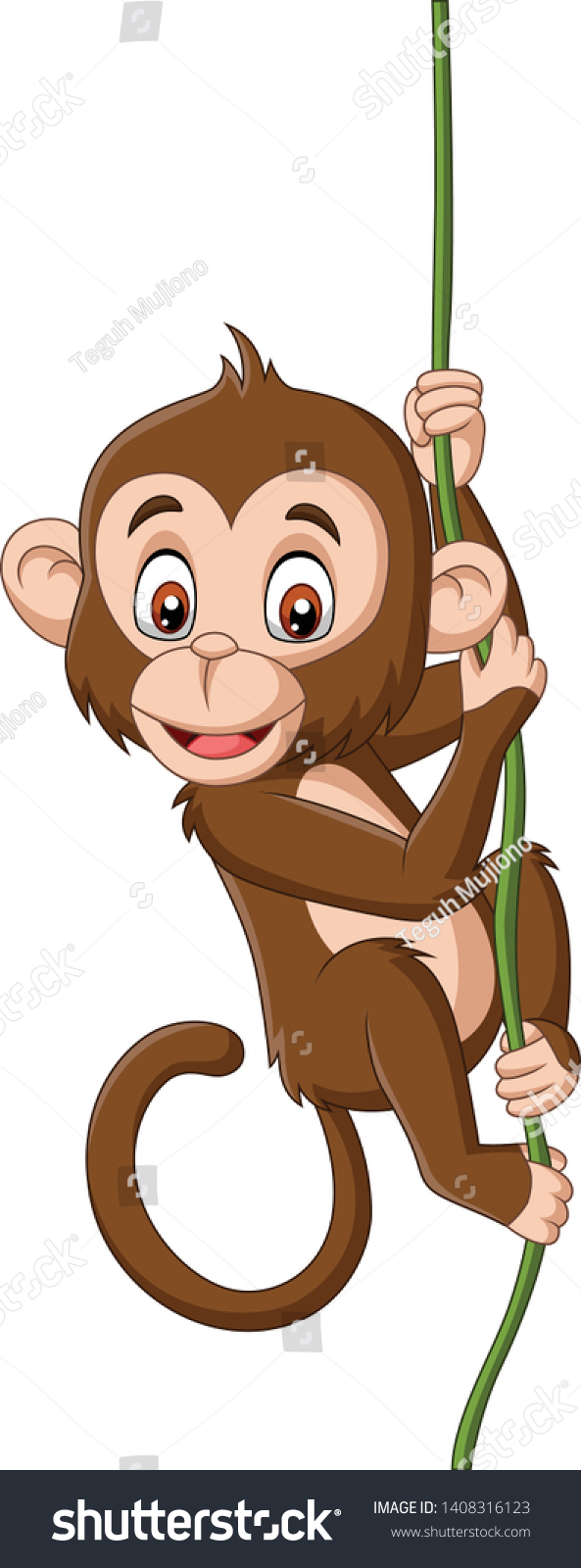 Cartoon Baby Monkey Hanging On Tree Stock Vector Royalty Free