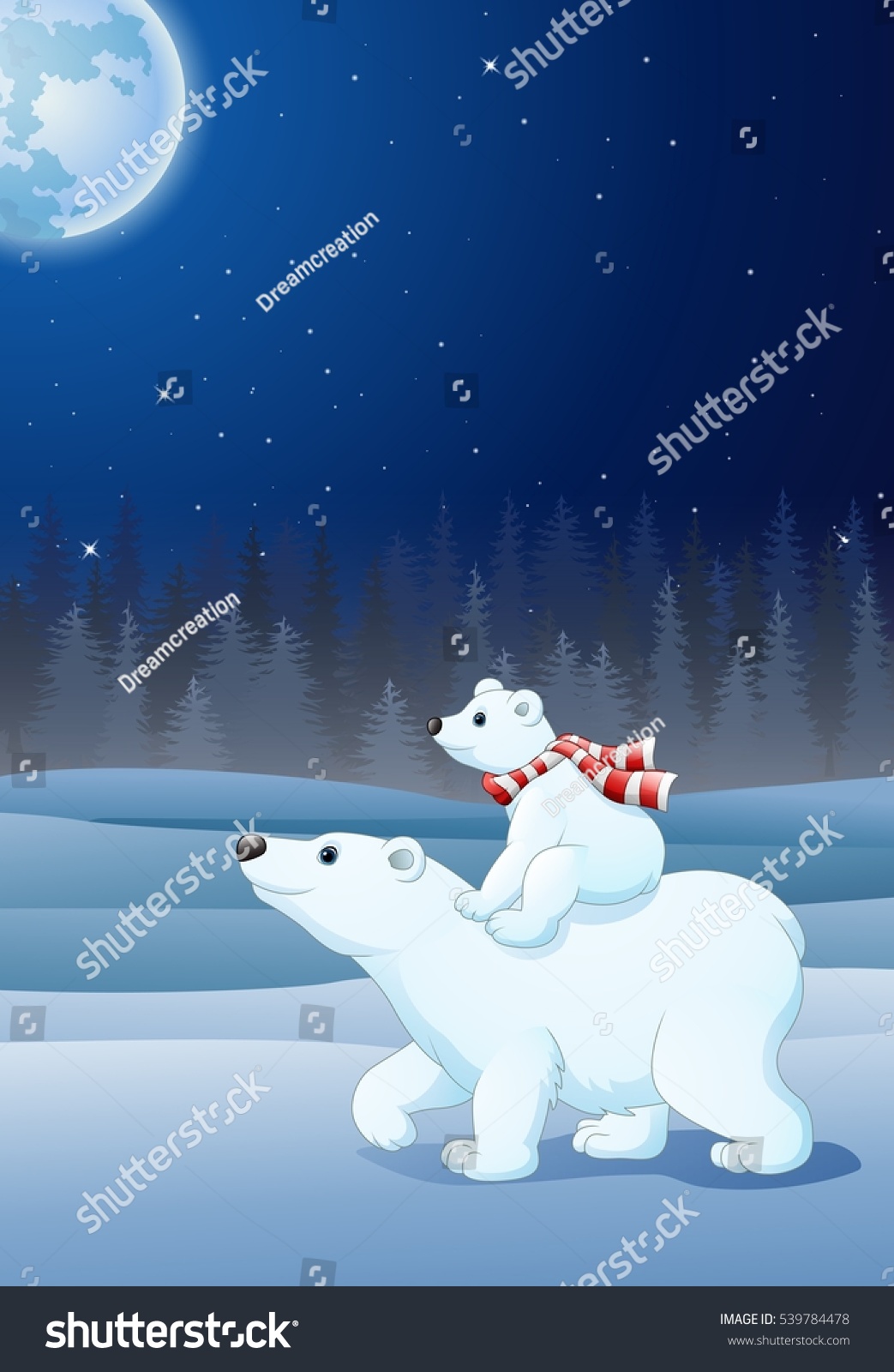Cartoon Baby Polar Bear Riding On Stock Vector (Royalty Free) 539784478 ...