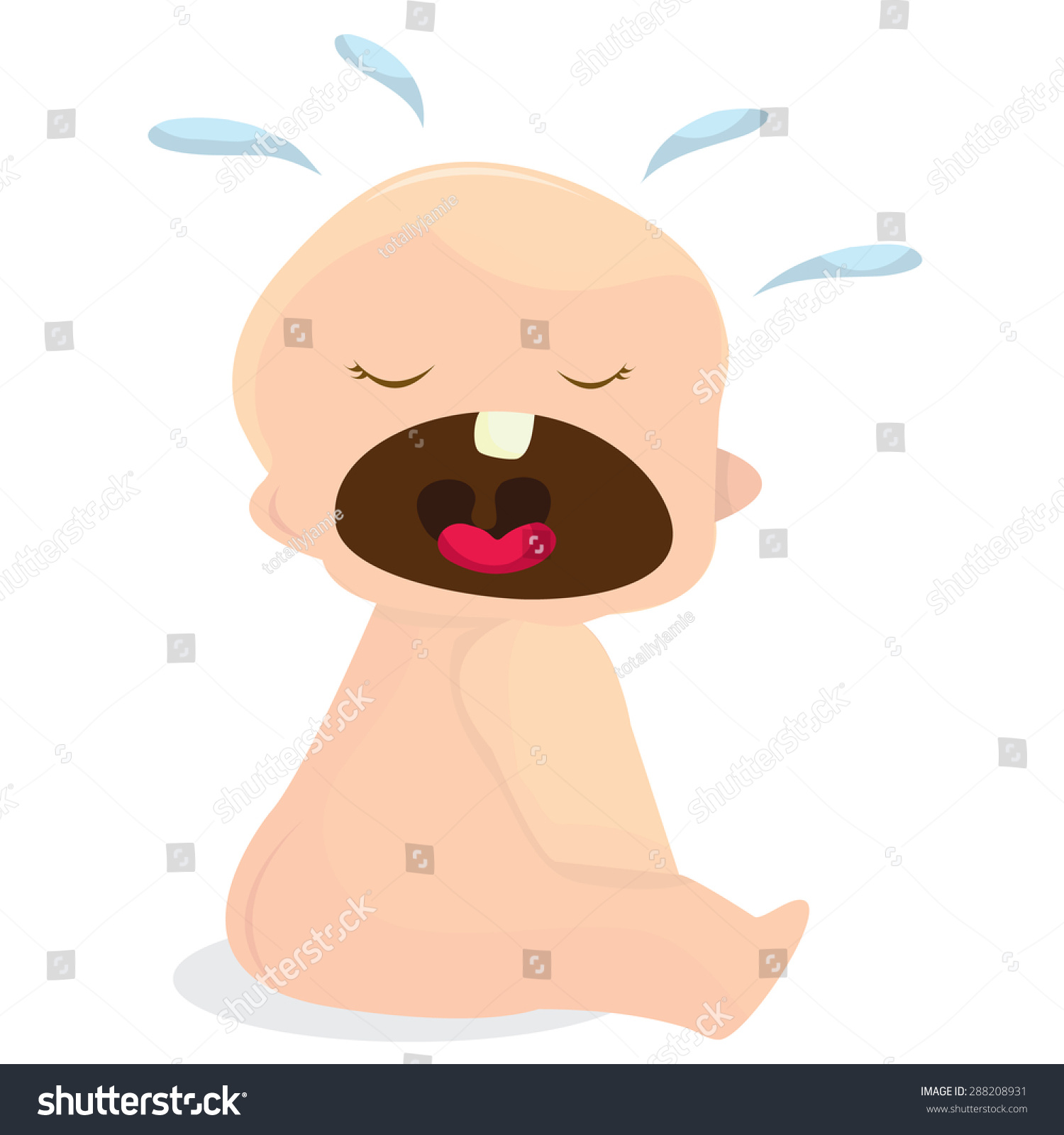 Cartoon Baby Sitting And Crying Out Loud Vector Illustration ...