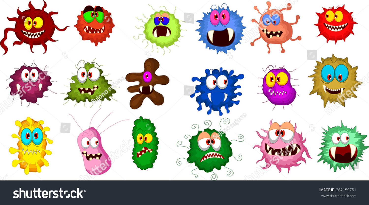 Cartoon Bacteria Collection Set You Design Stock Vector (Royalty Free ...