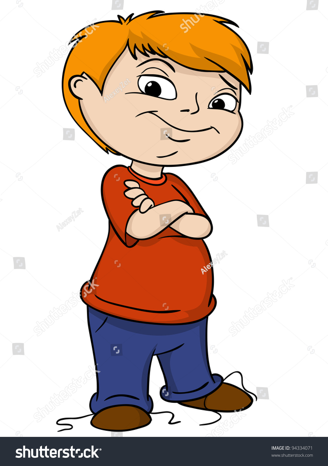 Cartoon Bad Boy Hooligan Red Shirt Stock Vector 94334071 
