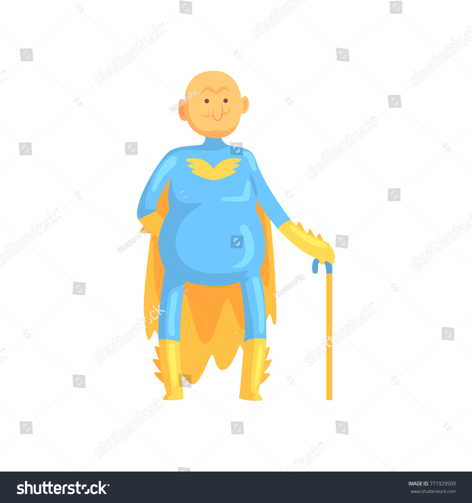 Cartoon Bald Toothless Old Man Character : image vectorielle de stock