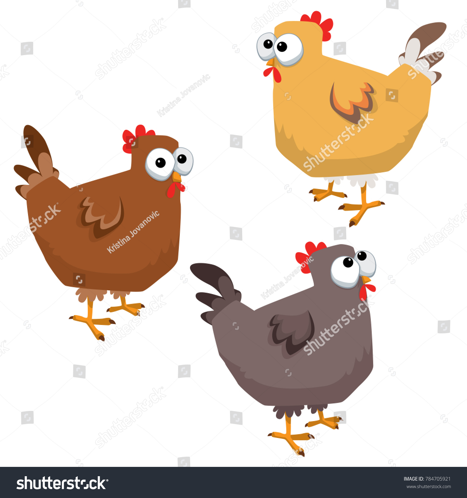 Cartoon Big Eyed Funny Chicken Stock Vector (Royalty Free) 784705921