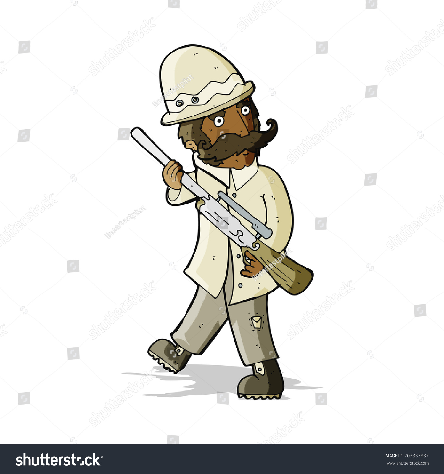 Cartoon Big Game Hunter Stock Vector (Royalty Free) 203333887