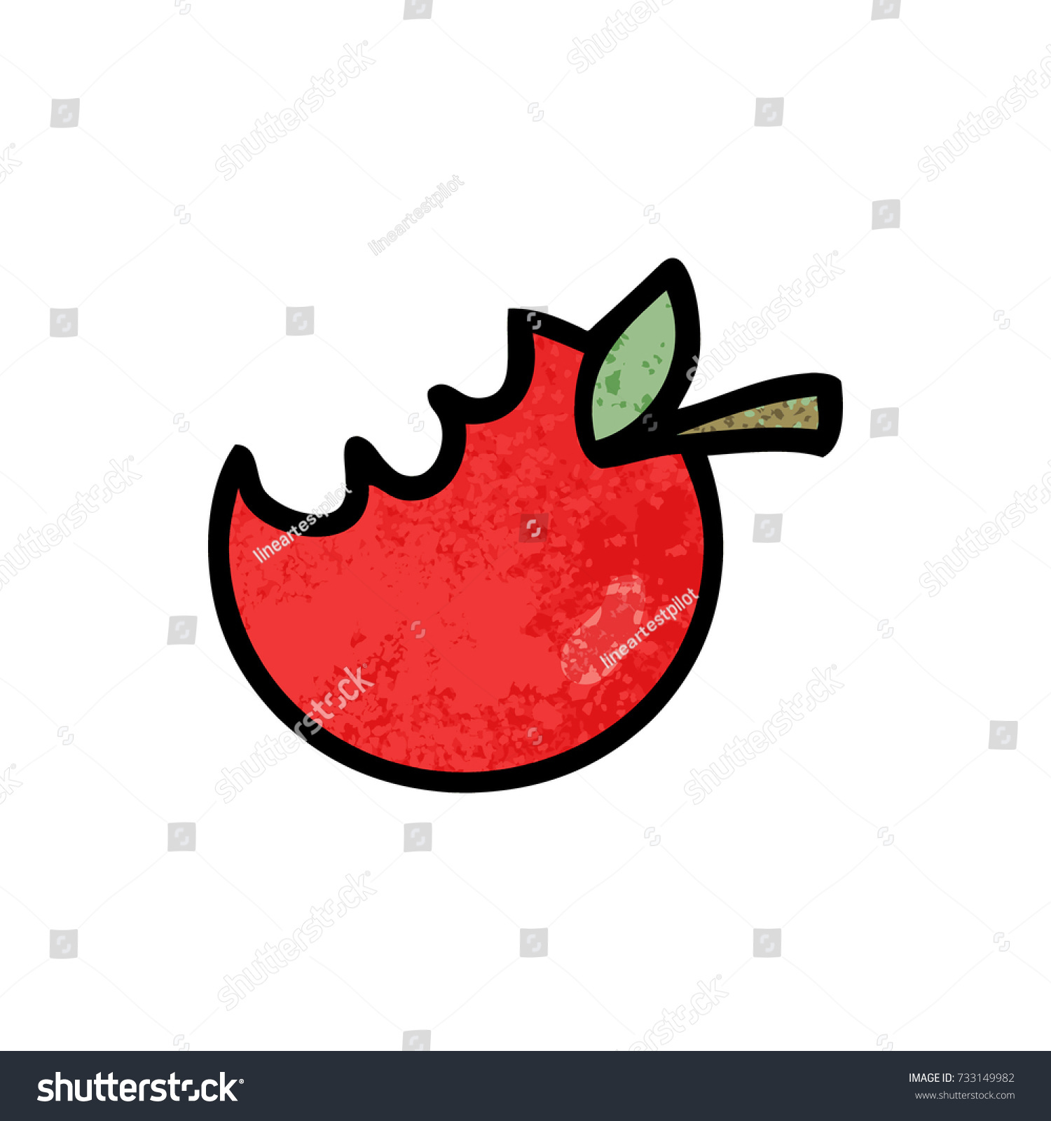 Cartoon Bitten Apple Stock Vector (Royalty Free) 733149982