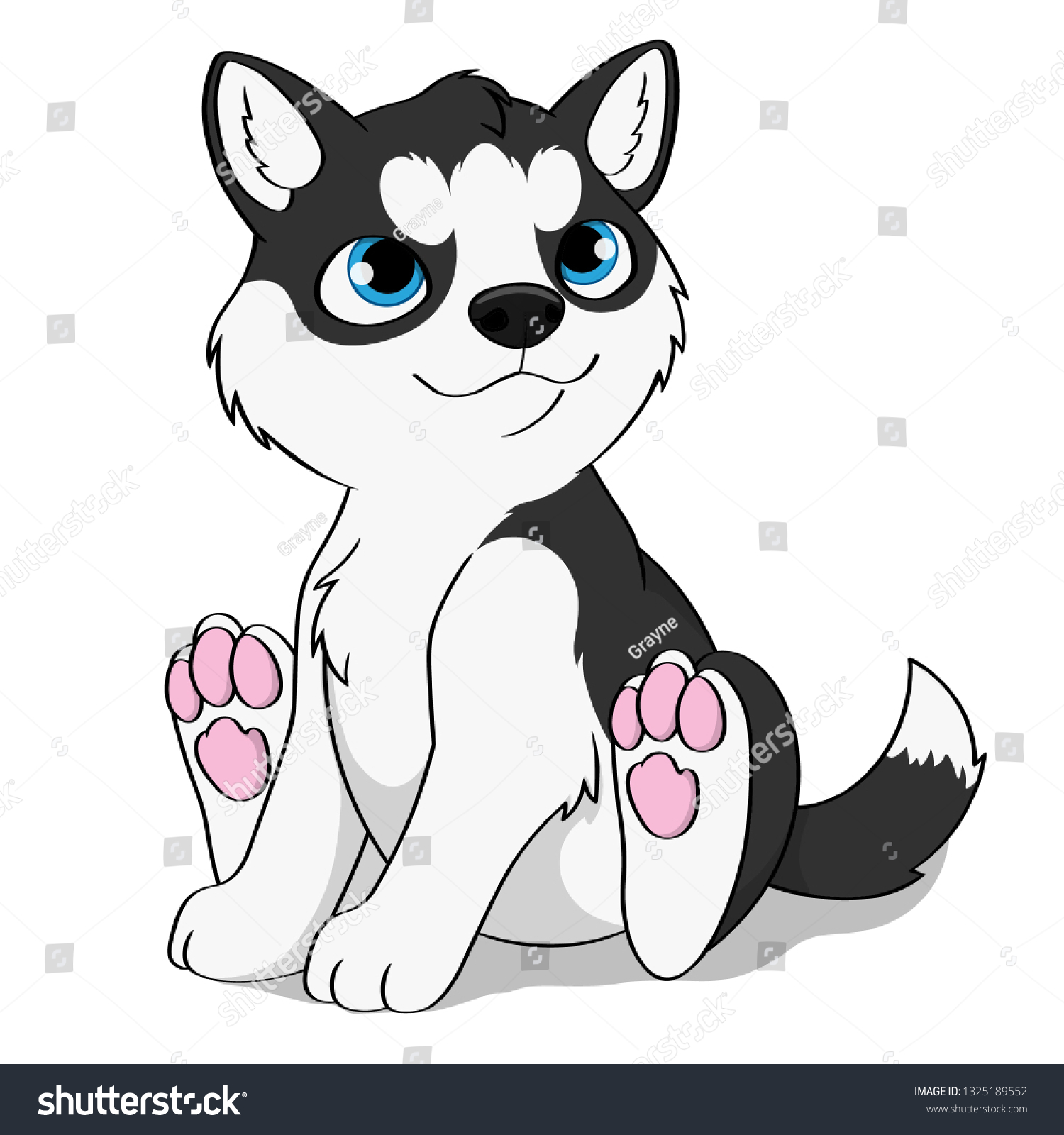 Cartoon Black White Siberian Husky Puppy Stock Vector Royalty Free 1325189552 This paper toy is a cute siberian husky dog, designed by shihomt, the photo by ninjatoes. https www shutterstock com image vector cartoon black white siberian husky puppy 1325189552