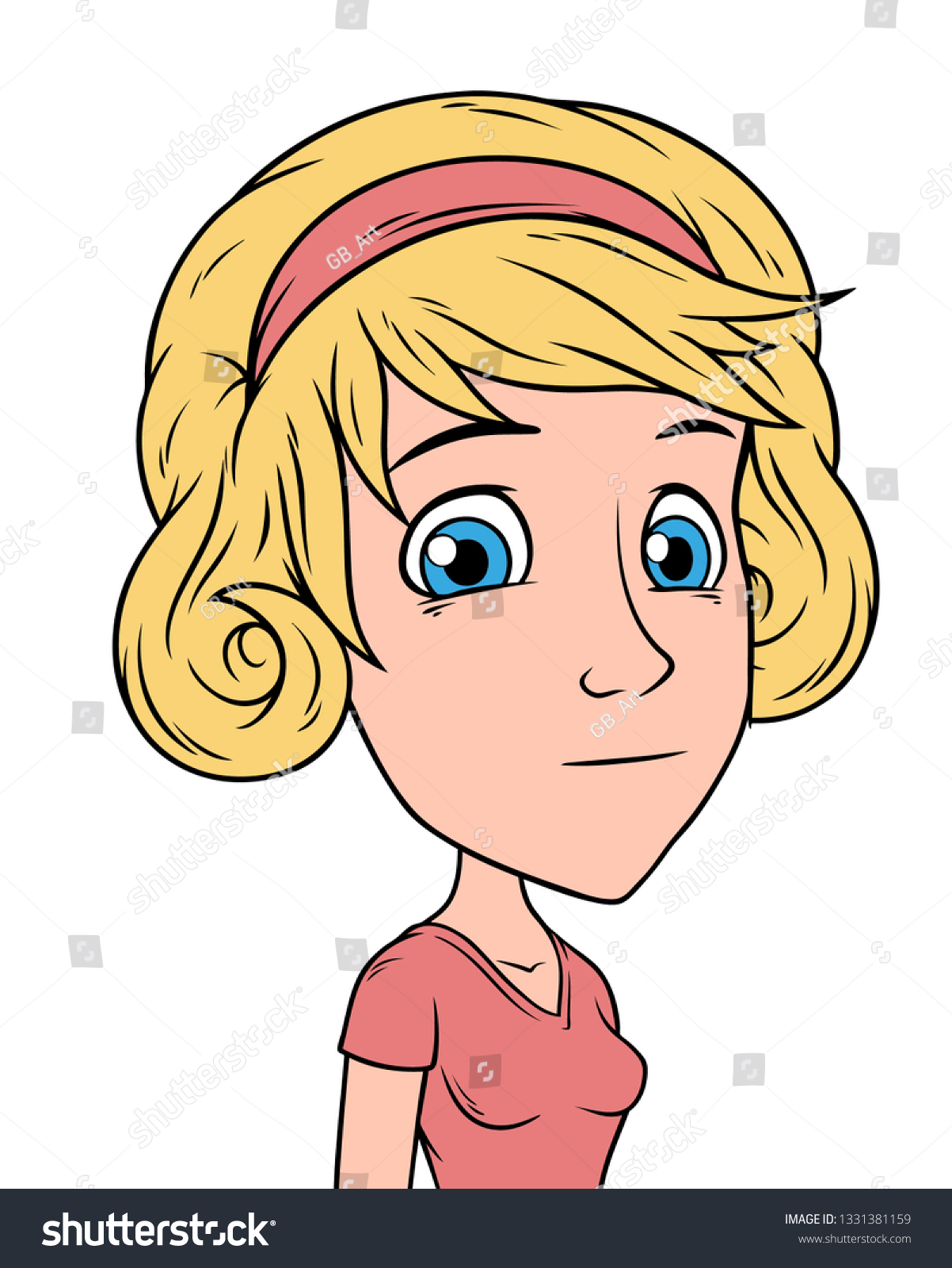 Cartoon Blonde Funny Girl Character Pink Stock Vector Royalty
