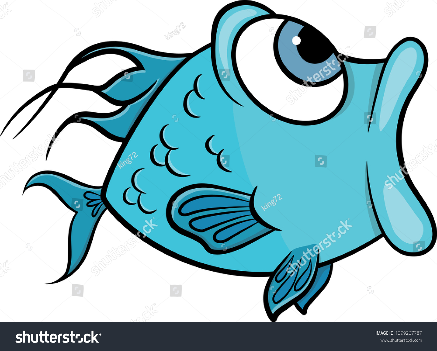 Cartoon Blue Fish Open Mouth On Stock Vector Royalty Free 1399267787