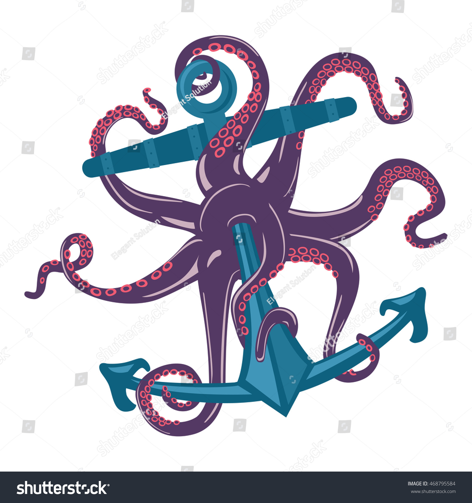 Cartoon Blue Octopus Tentacles Suction Cups Stock Vector ...