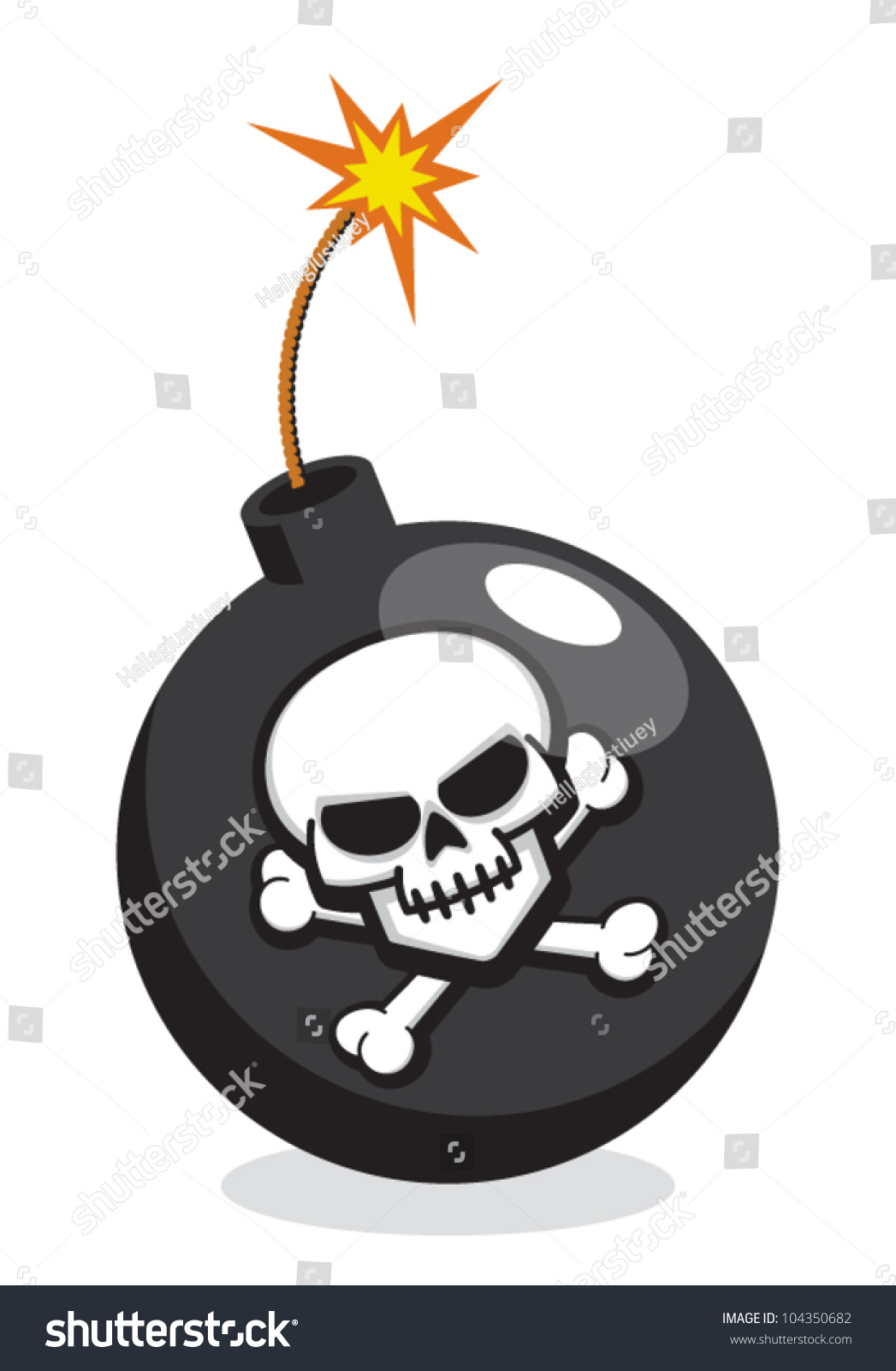 Cartoon Bomb Skull Crossbones Stock Vector (Royalty Free) 104350682