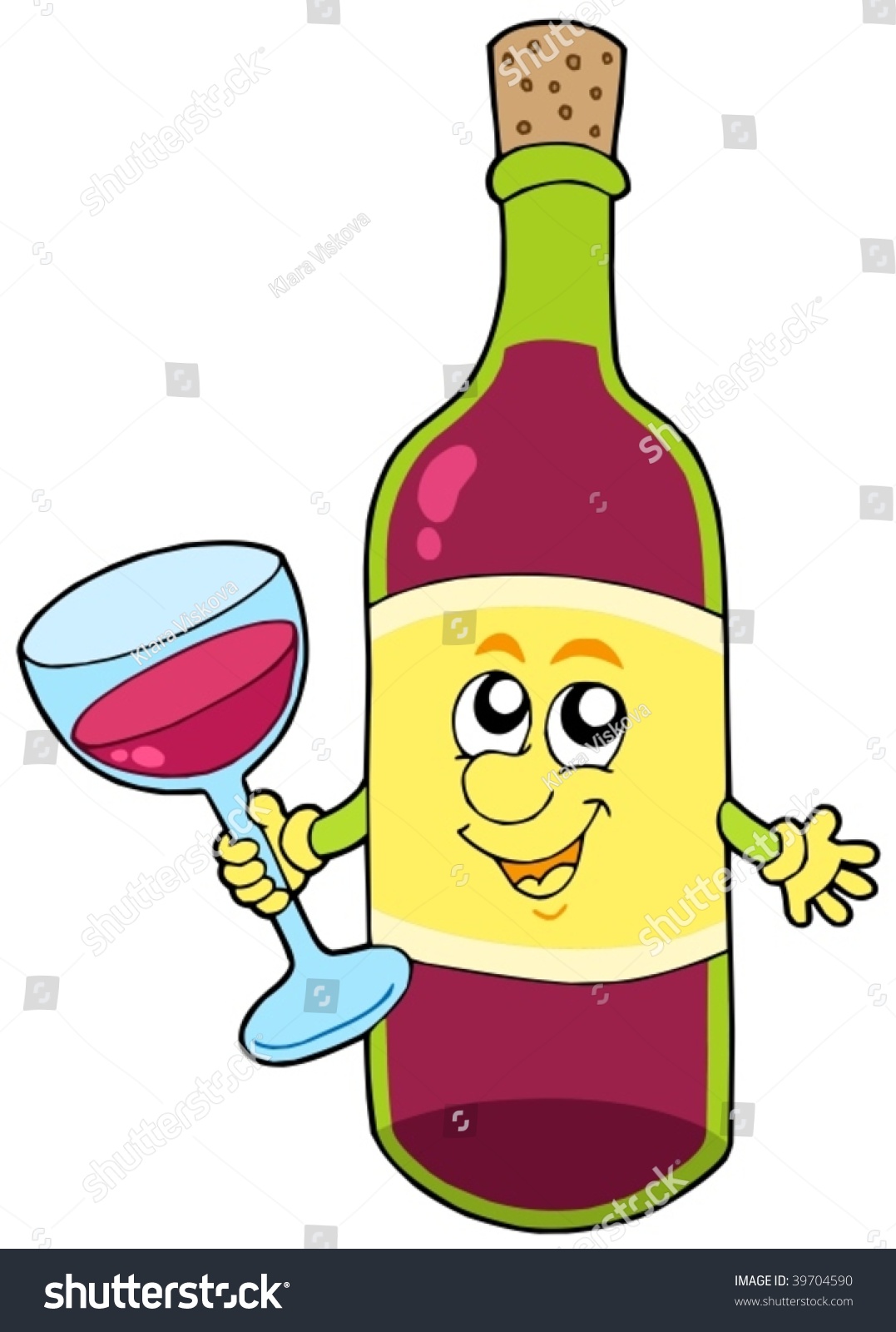 Cartoon Bottle Wine Vector Illustration Stock Vector 39704590