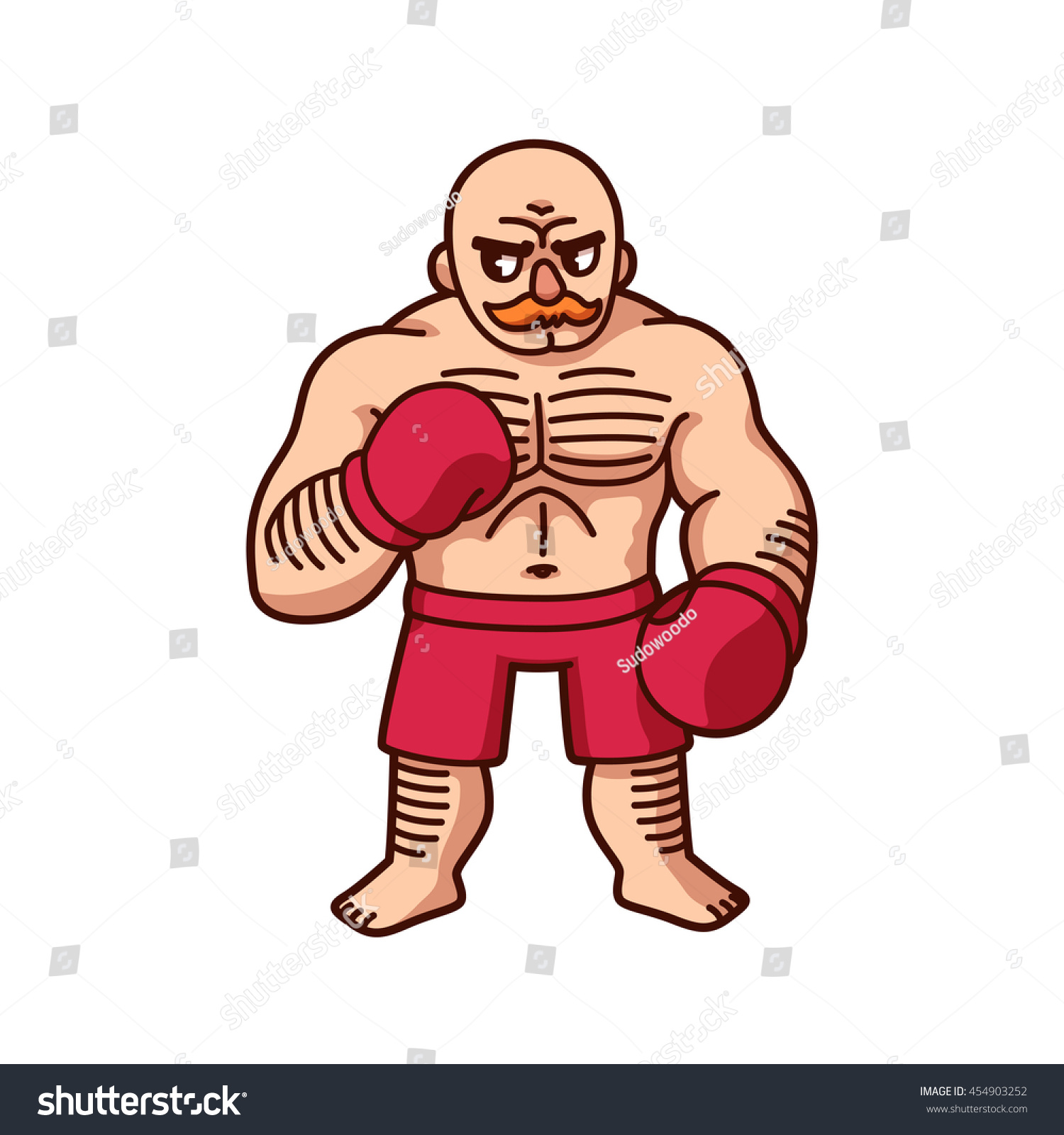 Boxer Man Gloves Kick Boxing Fight Illustration - Free Template PPT