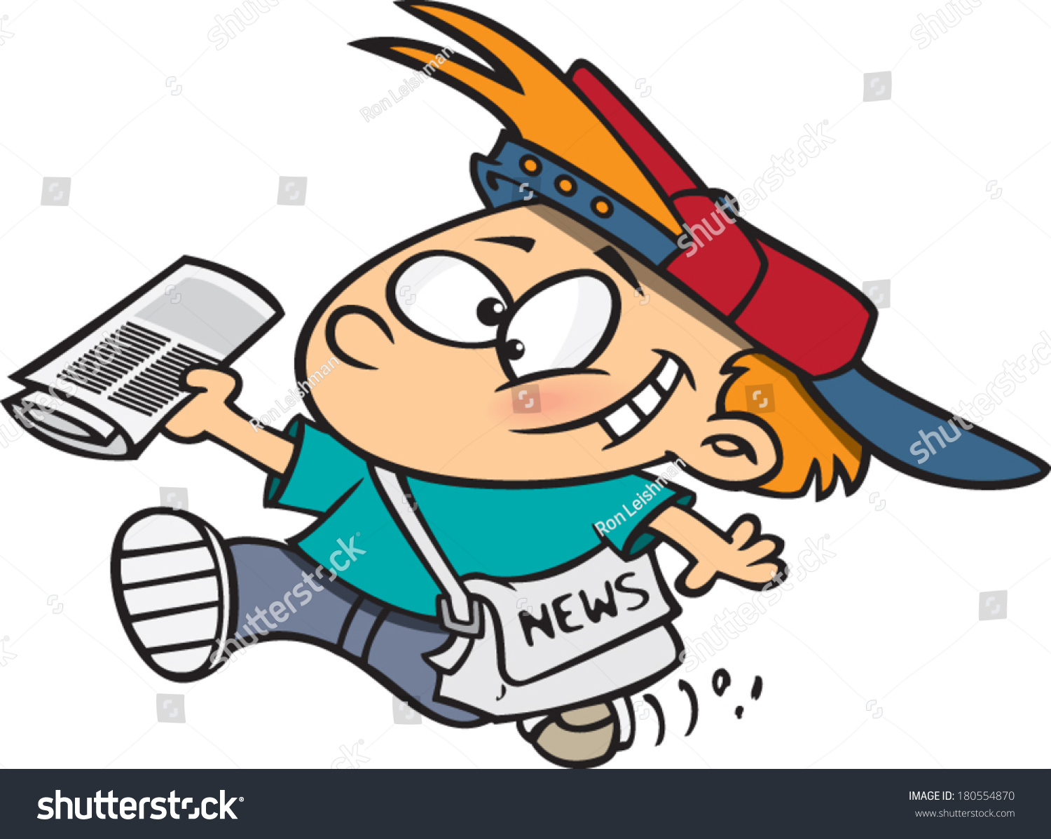 Cartoon Boy Delivering Newspapers Stock Vector 180554870 - Shutterstock