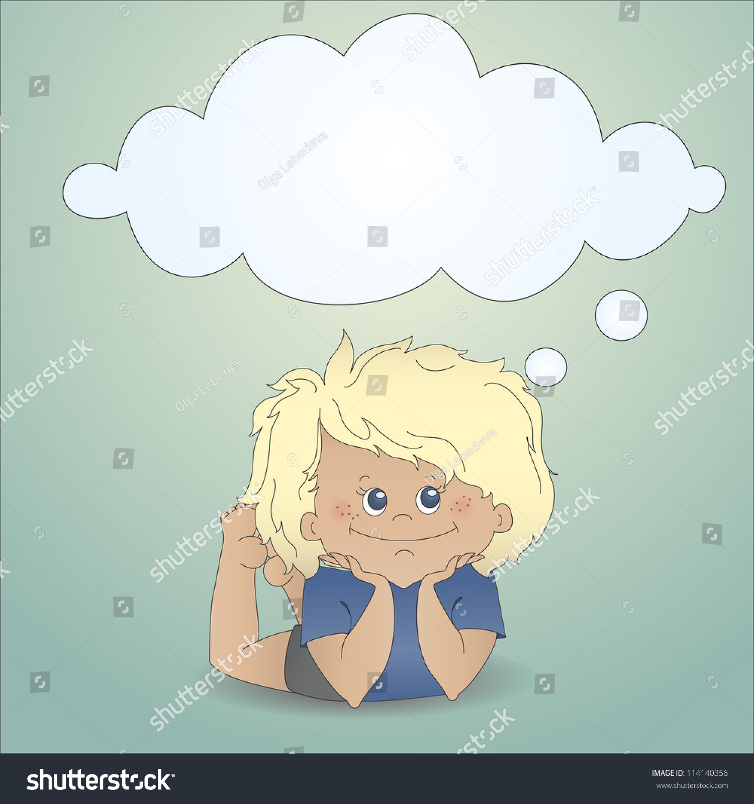 Cartoon Boy Dreaming Thought Bubble Made Stock Vector 114140356 ...