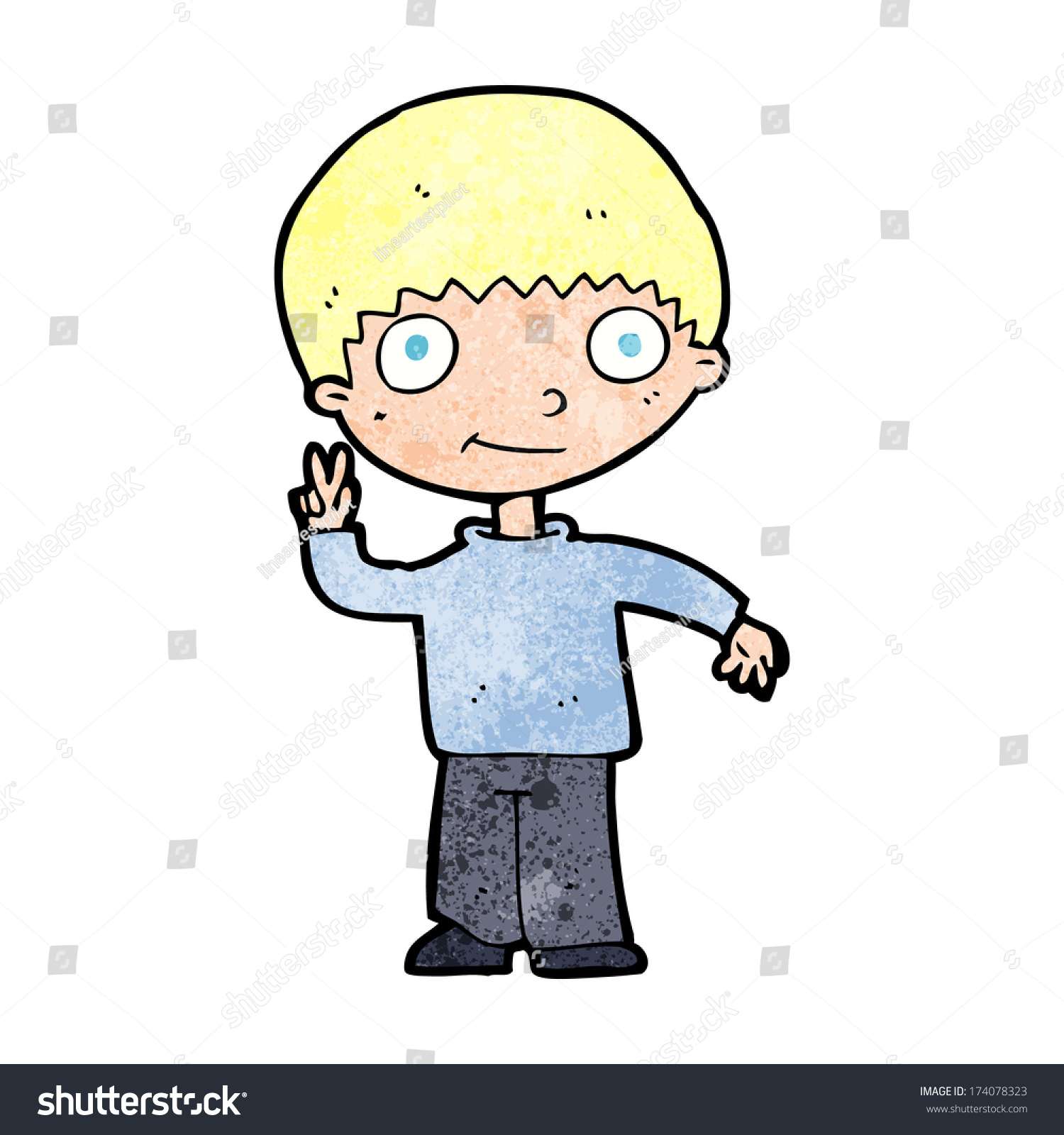 Cartoon Boy Giving Peace Sign Stock Vector (Royalty Free) 174078323