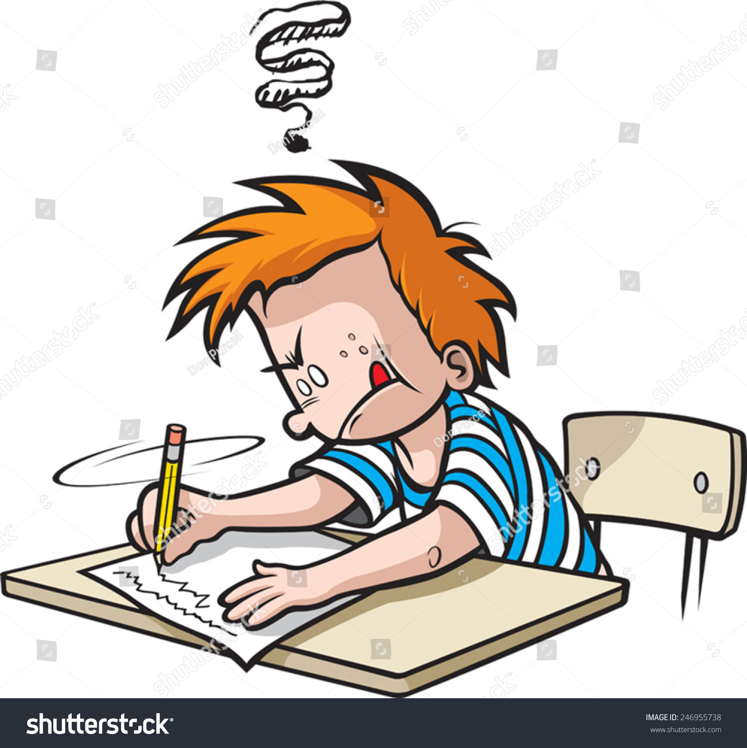 Cartoon Boy Grade School Writing Paper Stock Vector 246955738