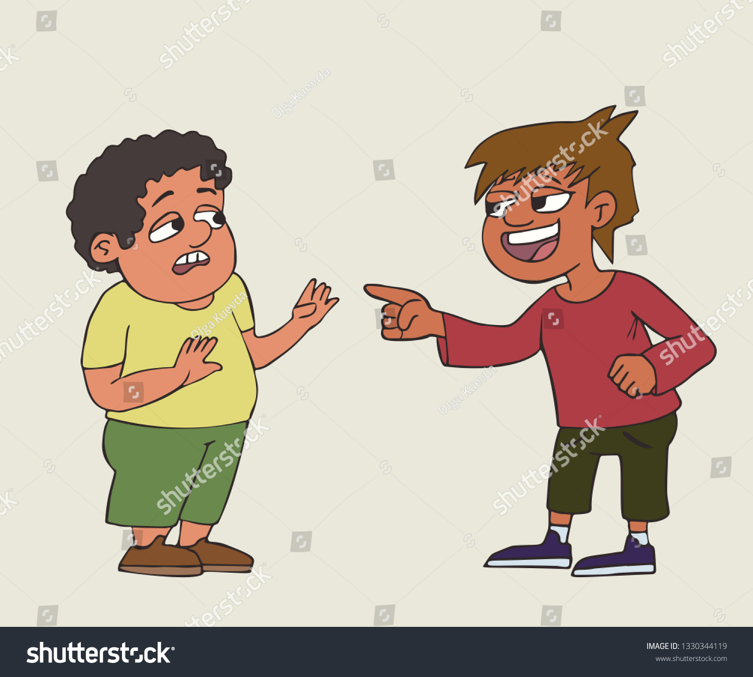 Cartoon Boy Mocking Fat Kid Stock Vector (royalty Free) 1330344119