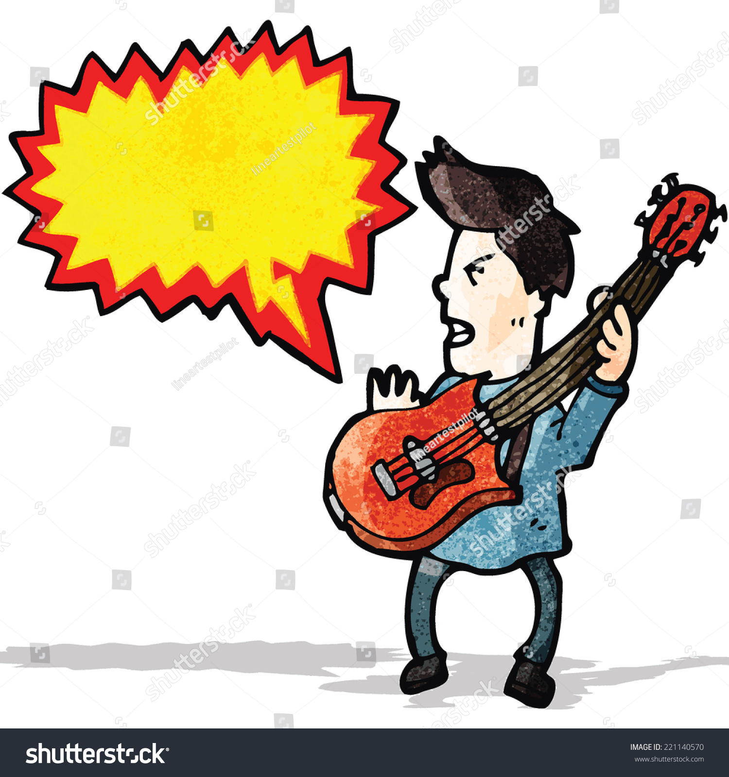 stock vector cartoon boy playing electric guitar