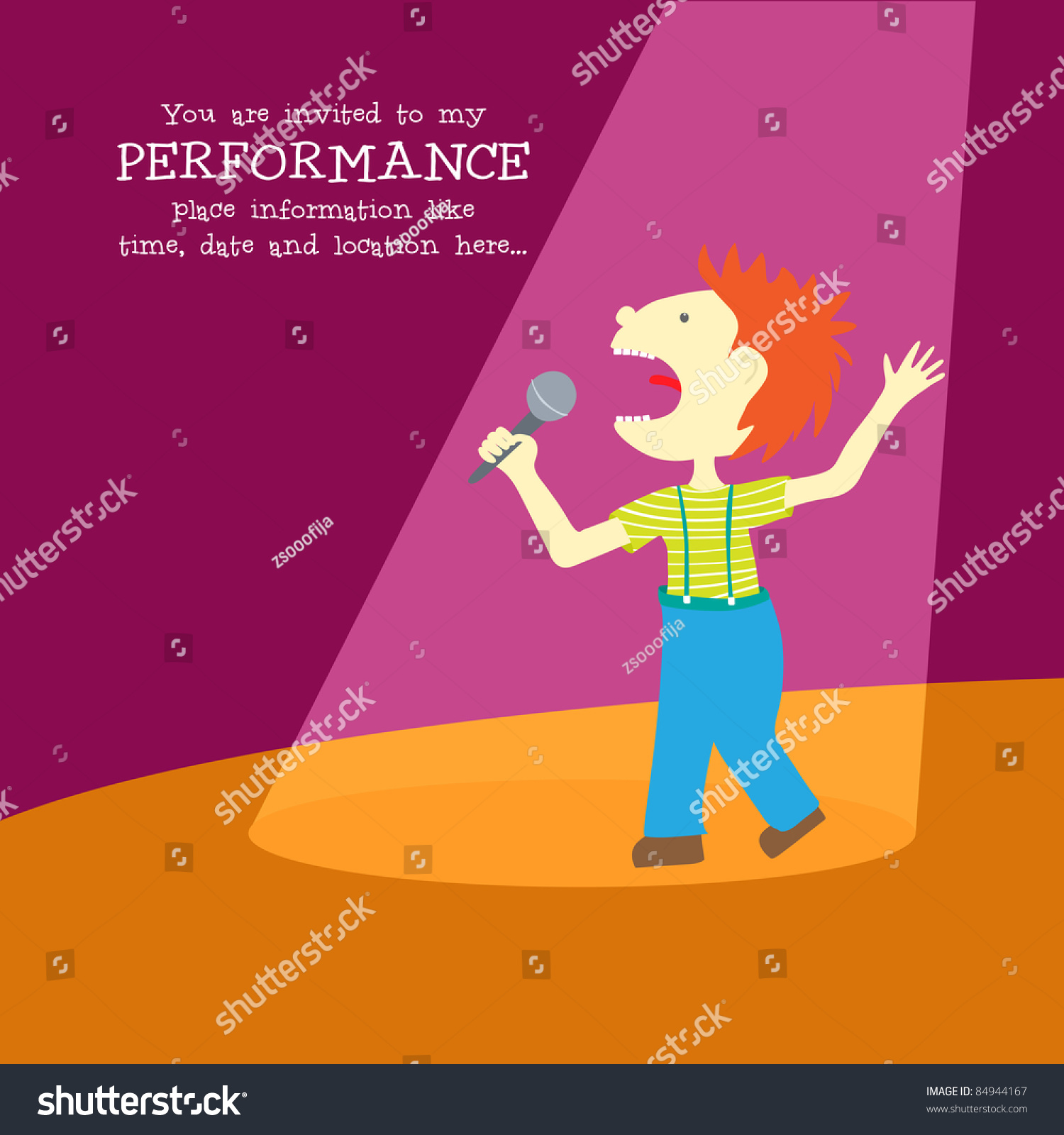 Cartoon Boy Singing Spotlight You Can Stock Vector 84944167 - Shutterstock