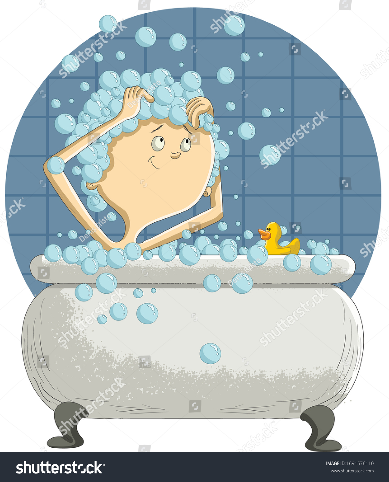 Cartoon Boy Taking Bath Bathtub Full เวกเตอร์สต็อก ปลอดค่าลิขสิทธิ์ 1691576110 1944