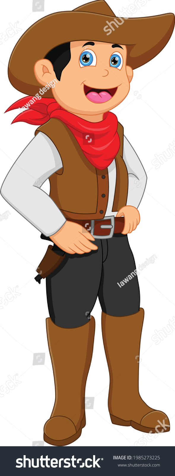 Cartoon Boy Wearing Cowboy Costume Stock Vector (Royalty Free) 1985273225