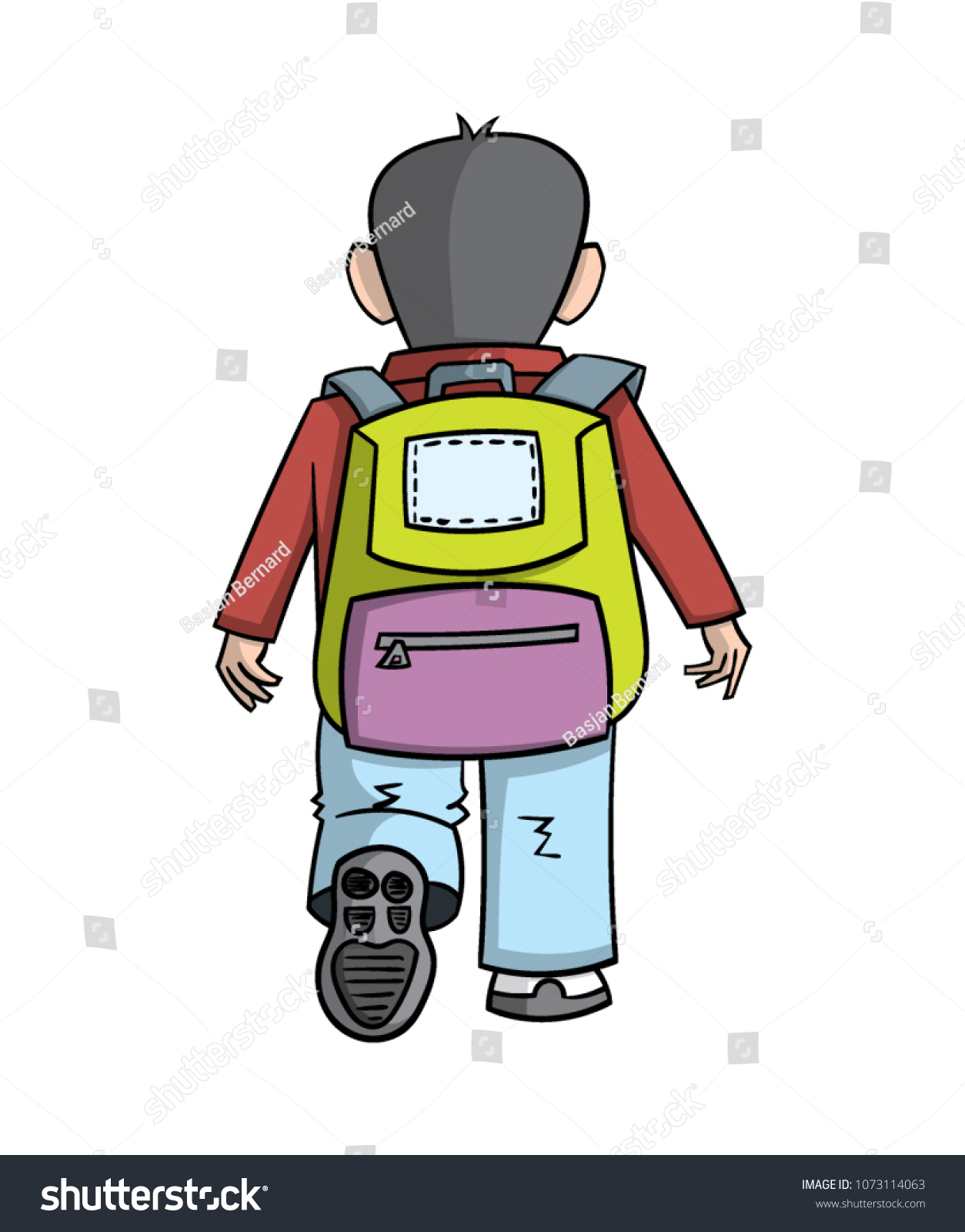 cartoon boy with backpack